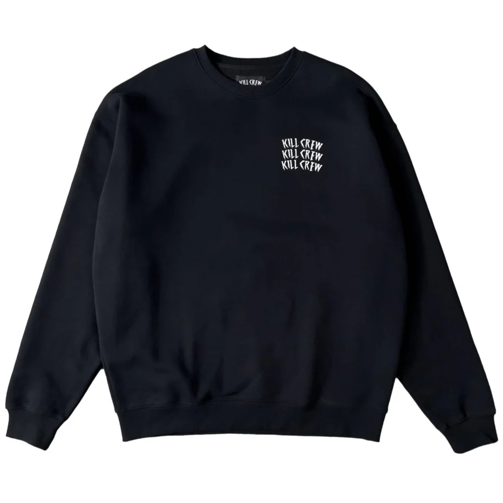 OVERSIZED LUX WAR WOLF CREW NECK - BLACK / WHITE - Image 2