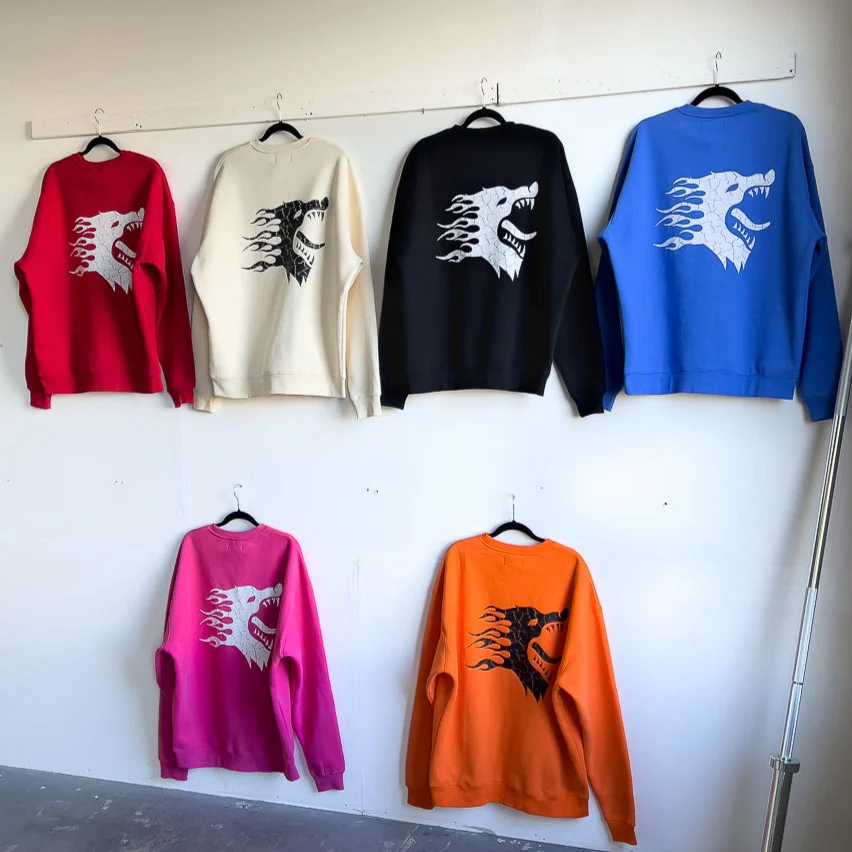 OVERSIZED LUX WAR WOLF CREW NECK - BLUE / WHITE - Image 4