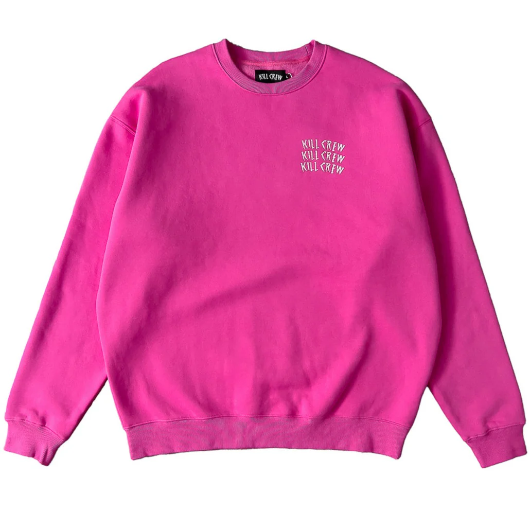 OVERSIZED LUX WAR WOLF CREW NECK - PINK / WHITE - Image 2