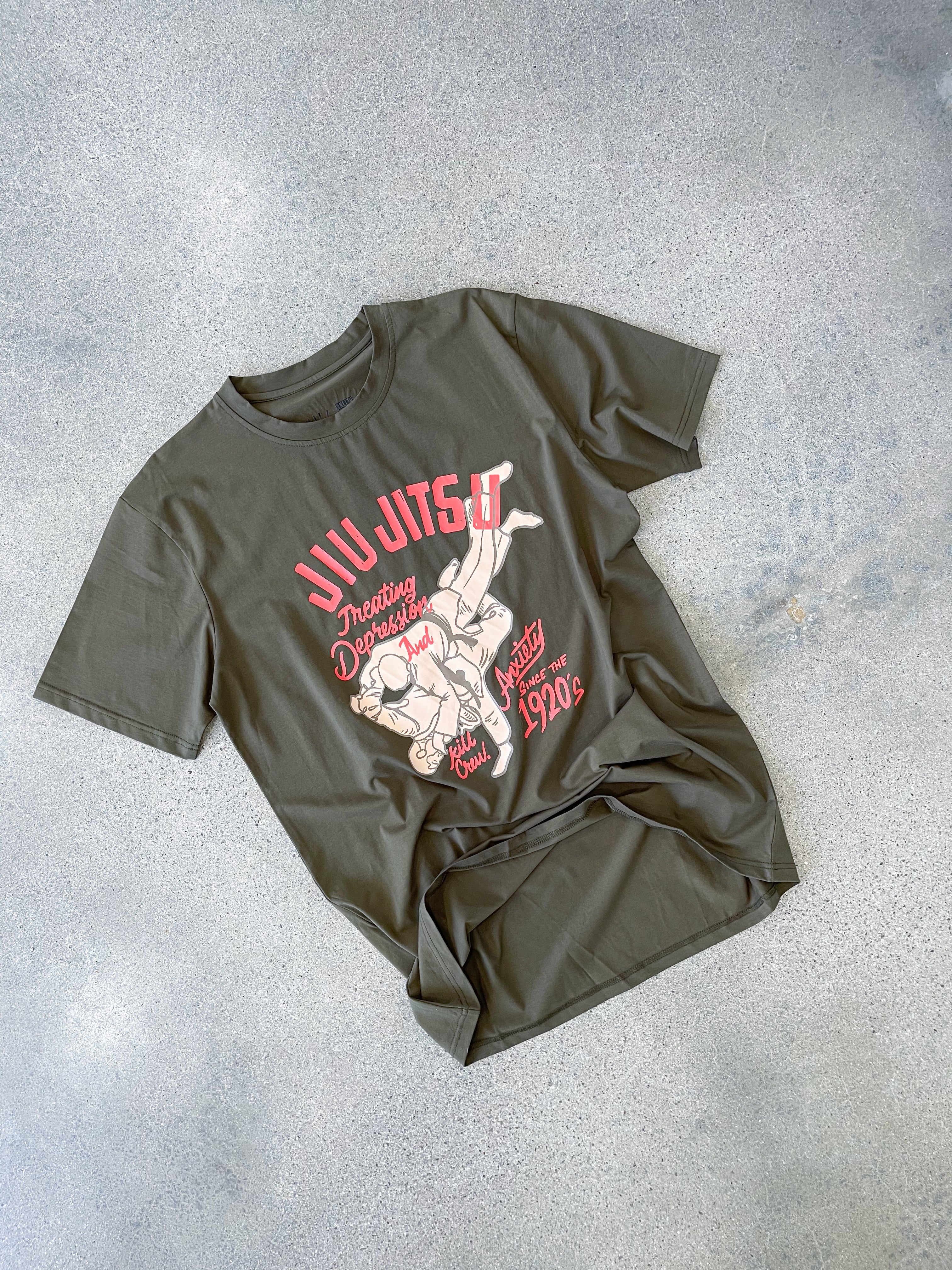 JIU JITSU DEPRESSION T-SHIRT - OLIVE - Image 2
