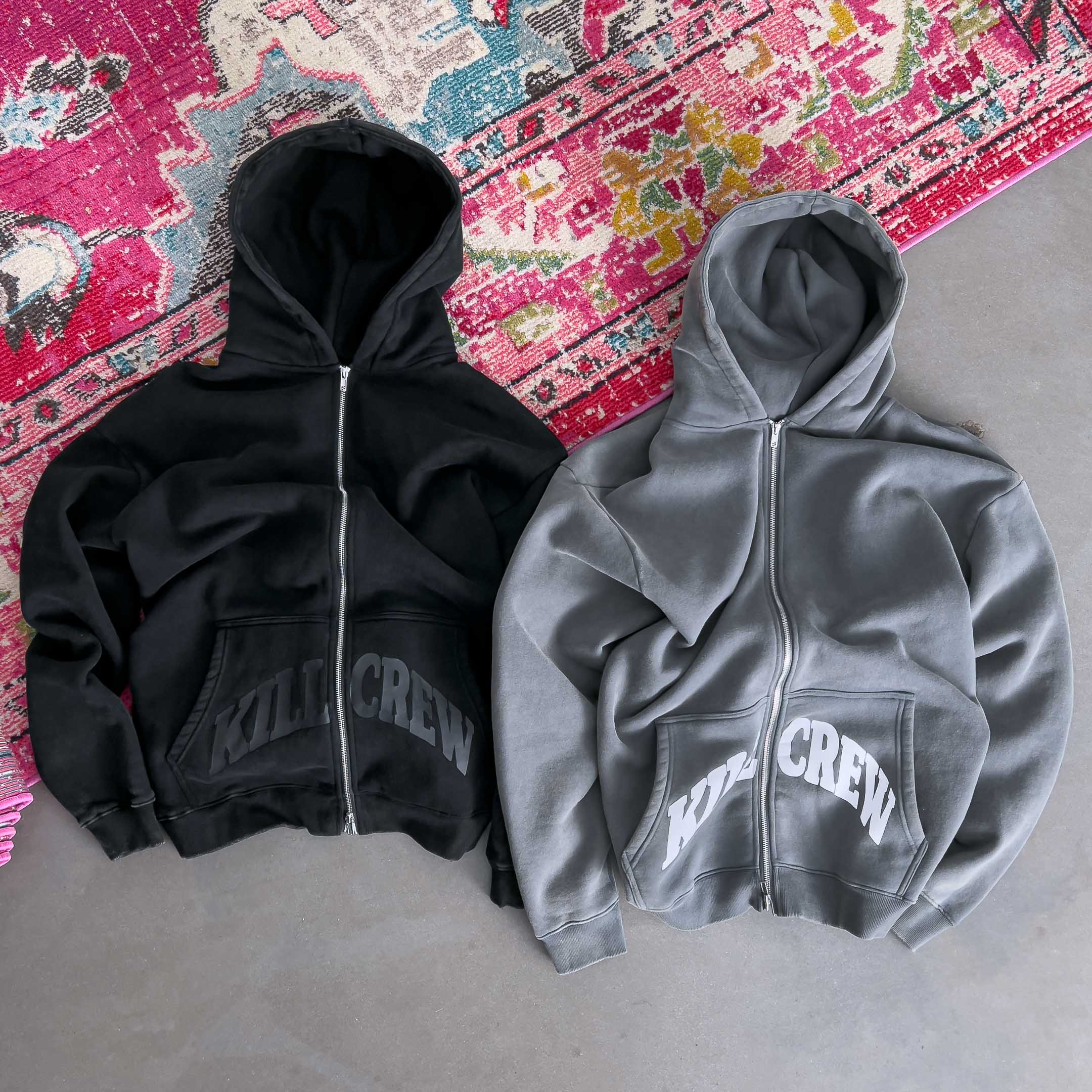OVERSIZED LUX KILL CREW ZIP UP - GREEN / WHITE - Image 5