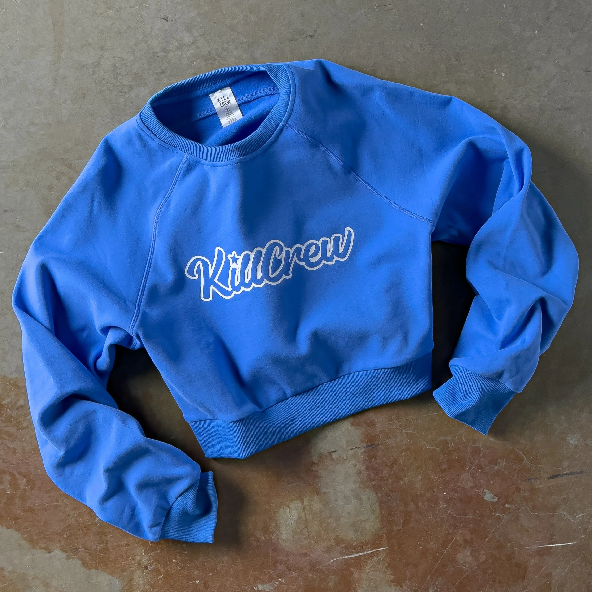 SCRIPT CROP CREW NECK - BLUE - Image 4