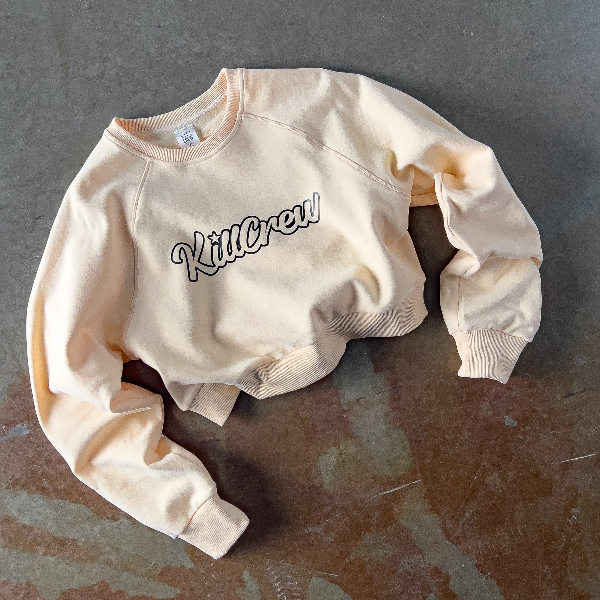 SCRIPT CROP CREW NECK - CREAM - Image 4