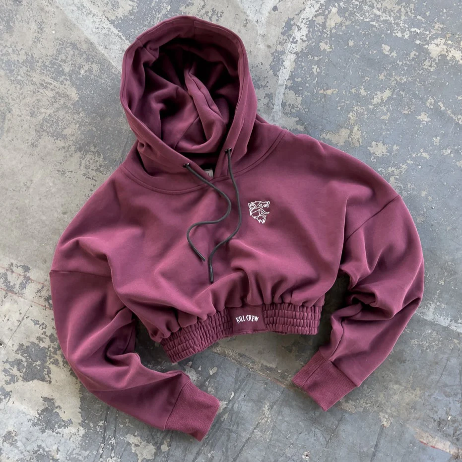CROP HOODIE - MAROON - Image 4
