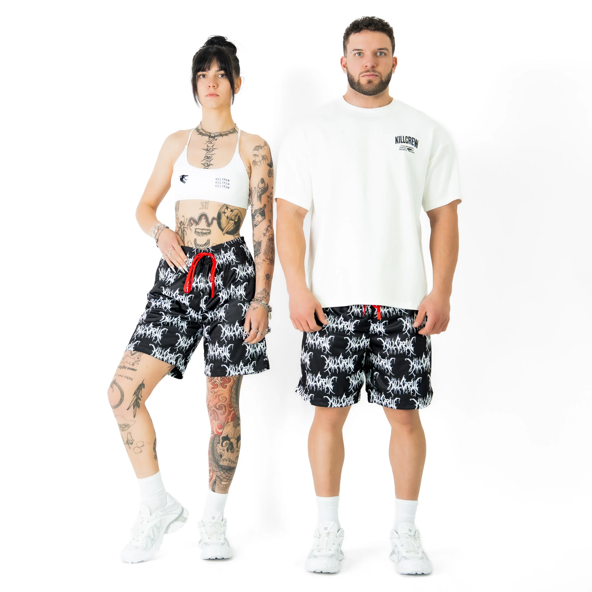 RELAXED CUT SHORTS ALL OVER - BLACK / WHITE - Image 2