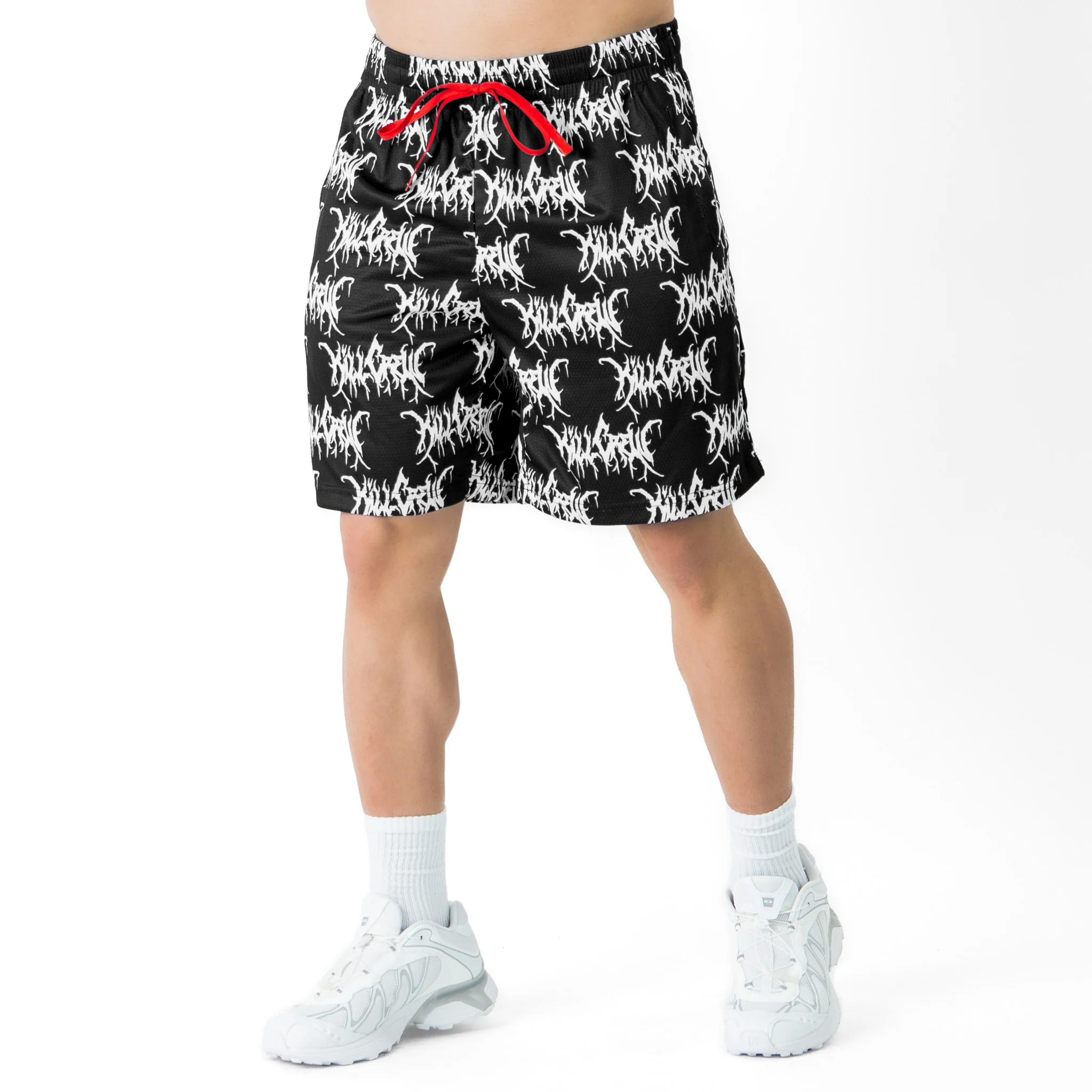 RELAXED CUT SHORTS ALL OVER - BLACK / WHITE - Image 3