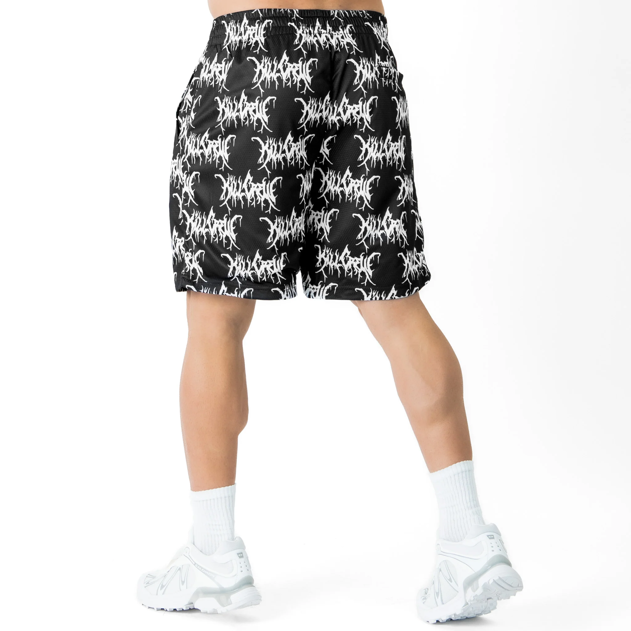 RELAXED CUT SHORTS ALL OVER - BLACK / WHITE - Image 4