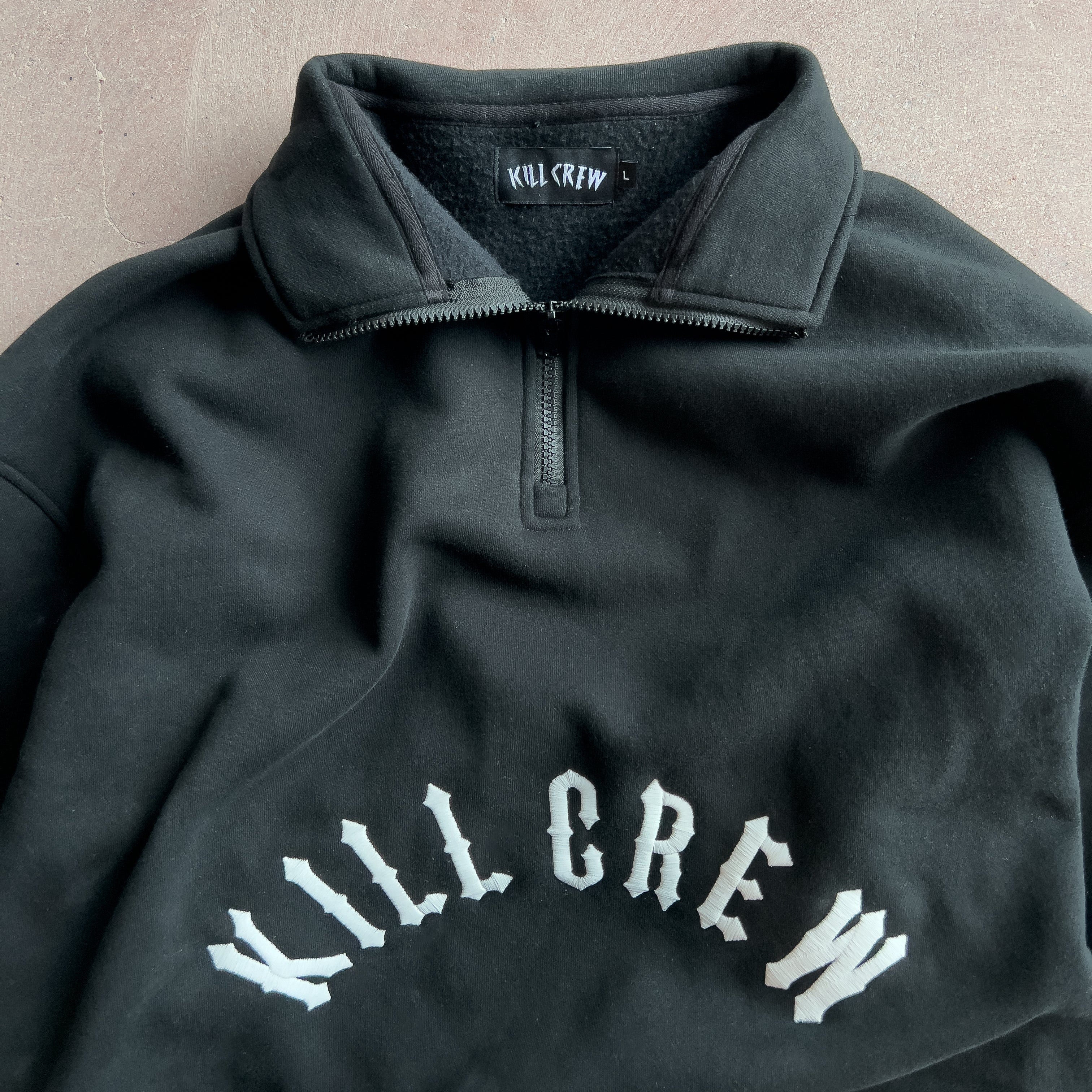 KILL CREW LUX QUARTER ZIP UP - BLACK / WHITE - Image 3