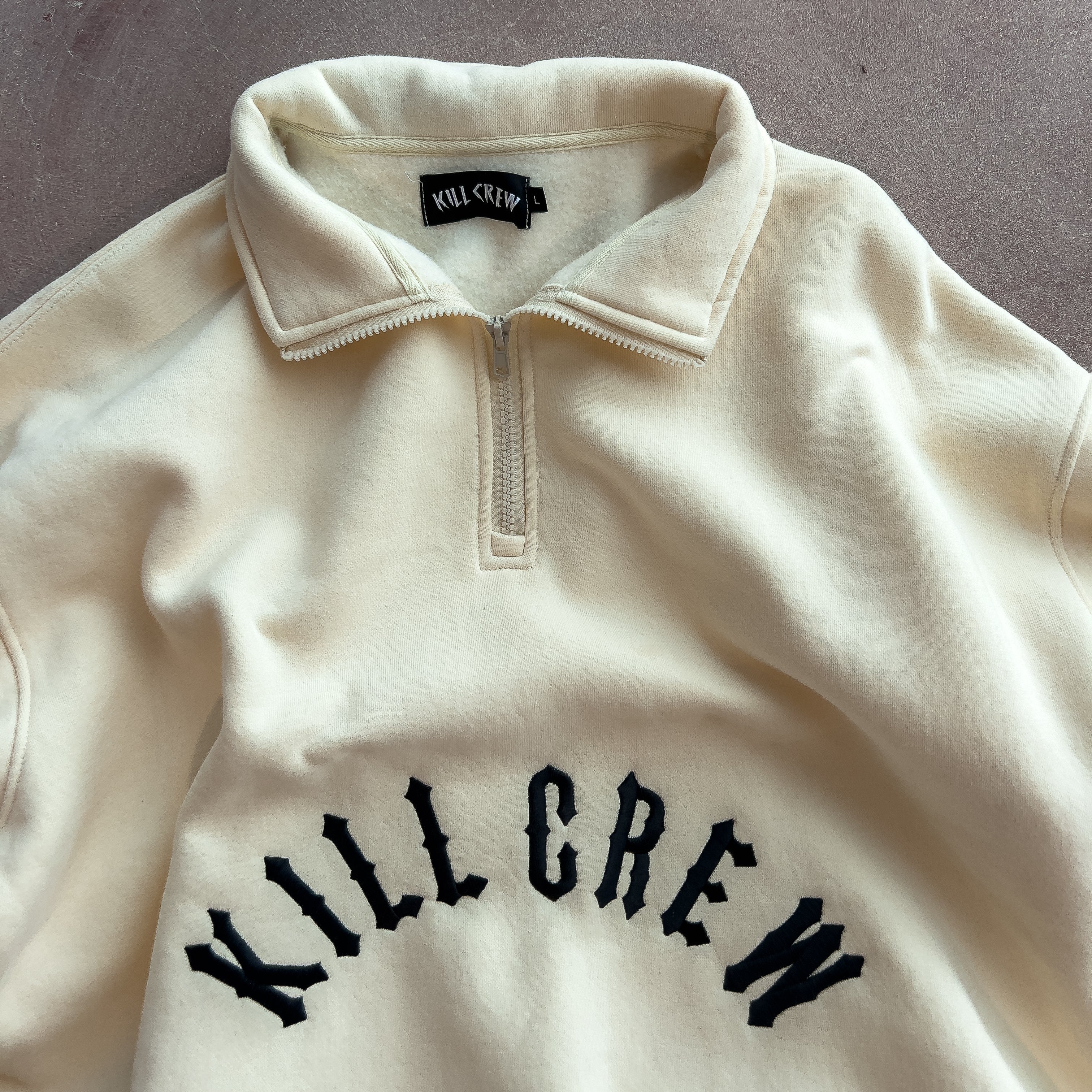 KILL CREW LUX QUARTER ZIP UP - CREAM / BLACK - Image 3