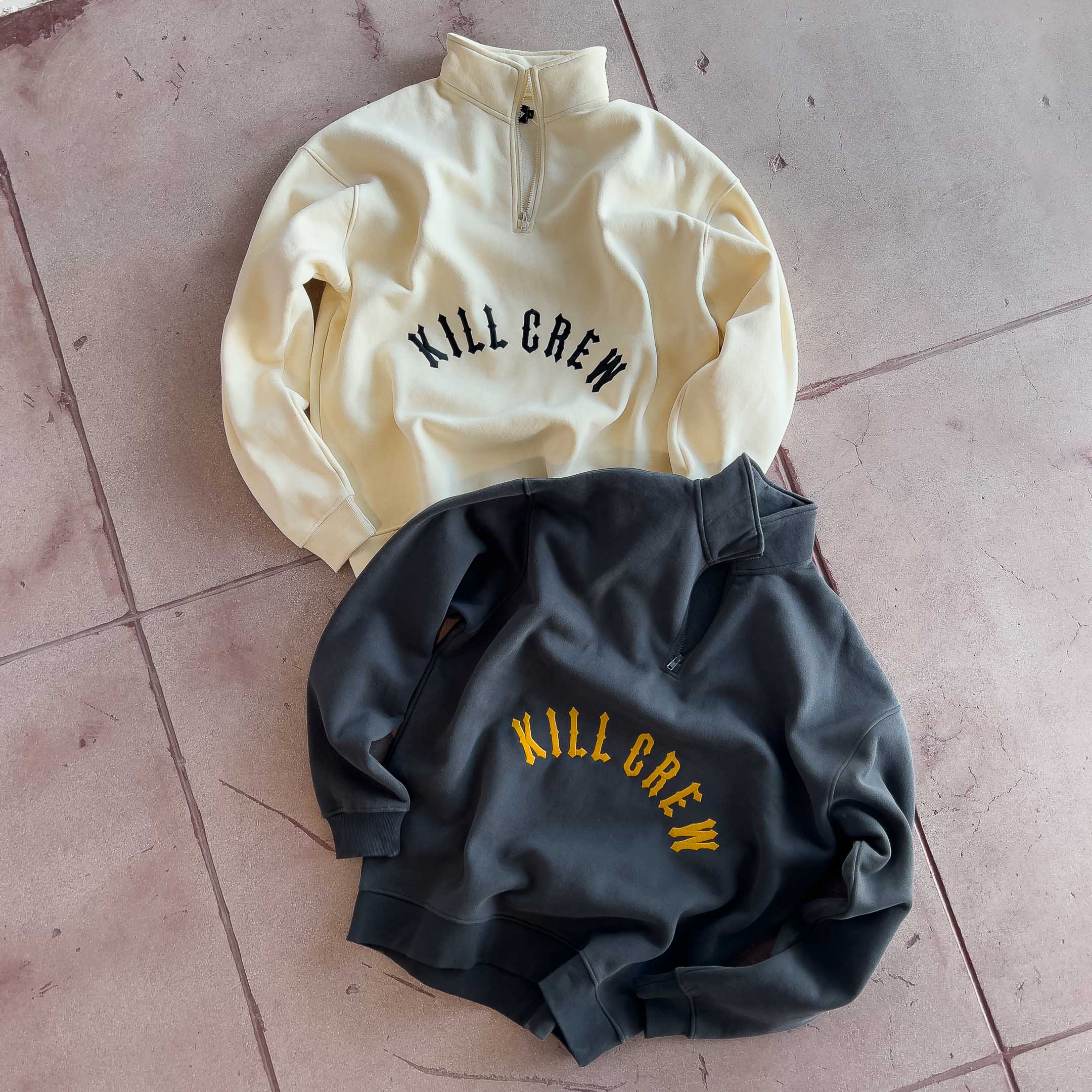 KILL CREW LUX QUARTER ZIP UP - CREAM / BLACK - Image 5