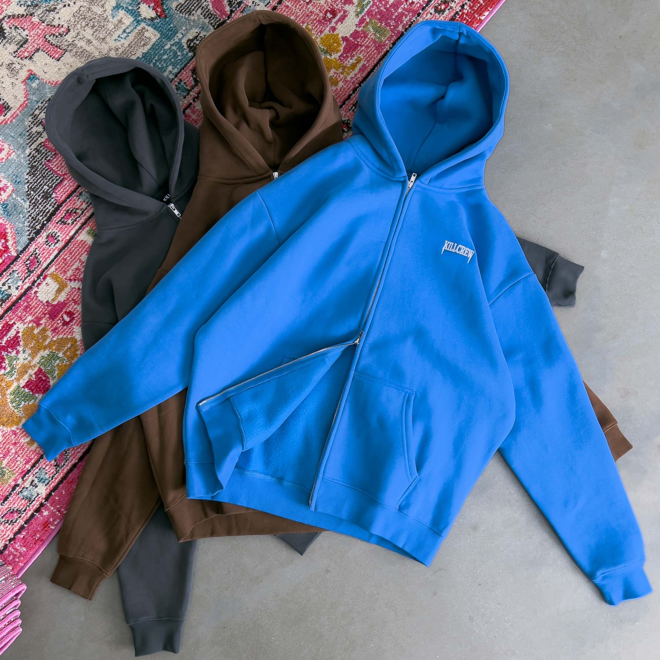 OVERSIZED LUX "SIMPLE" ZIP UP - BLUE - Image 5