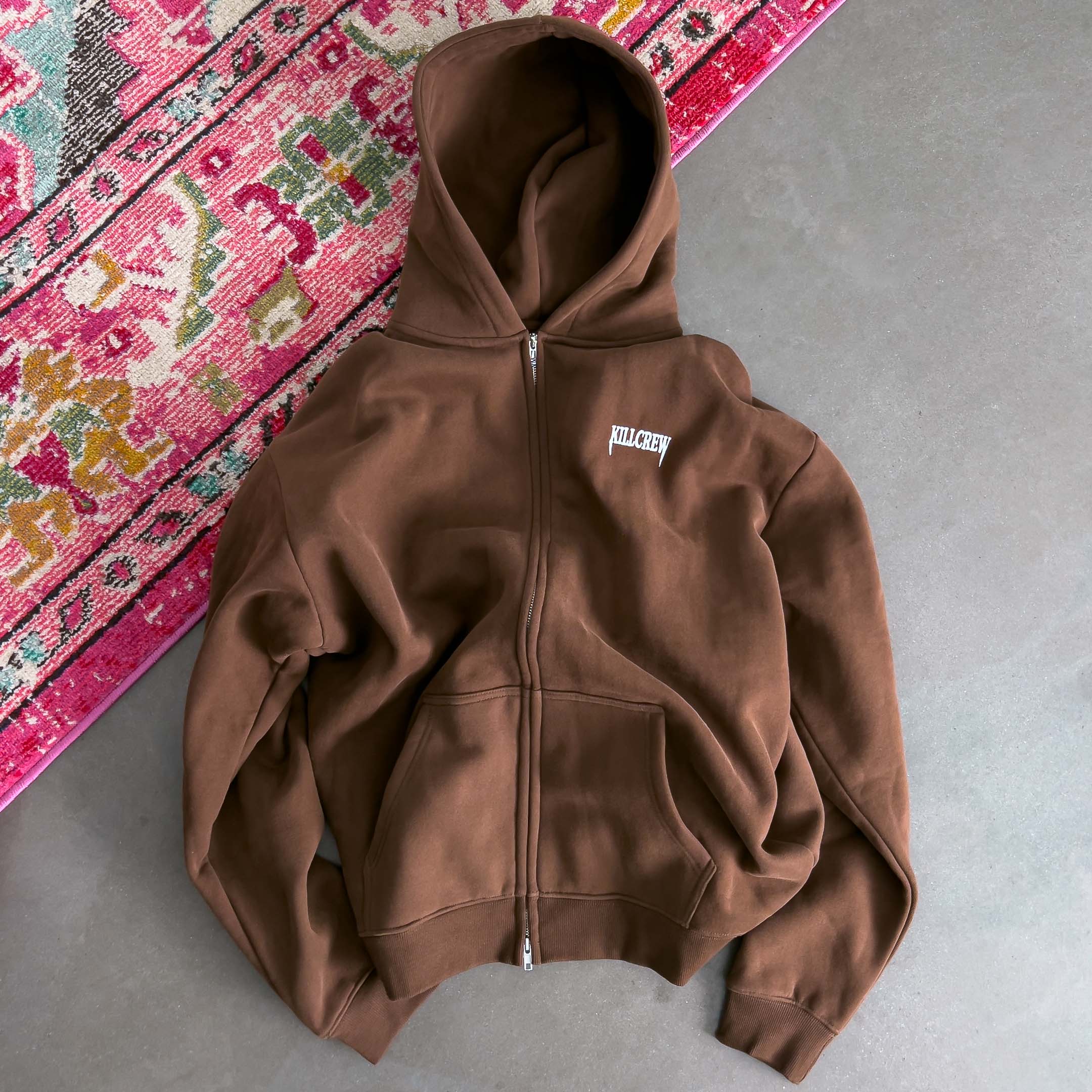 OVERSIZED LUX "SIMPLE" ZIP UP - BROWN - Image 3