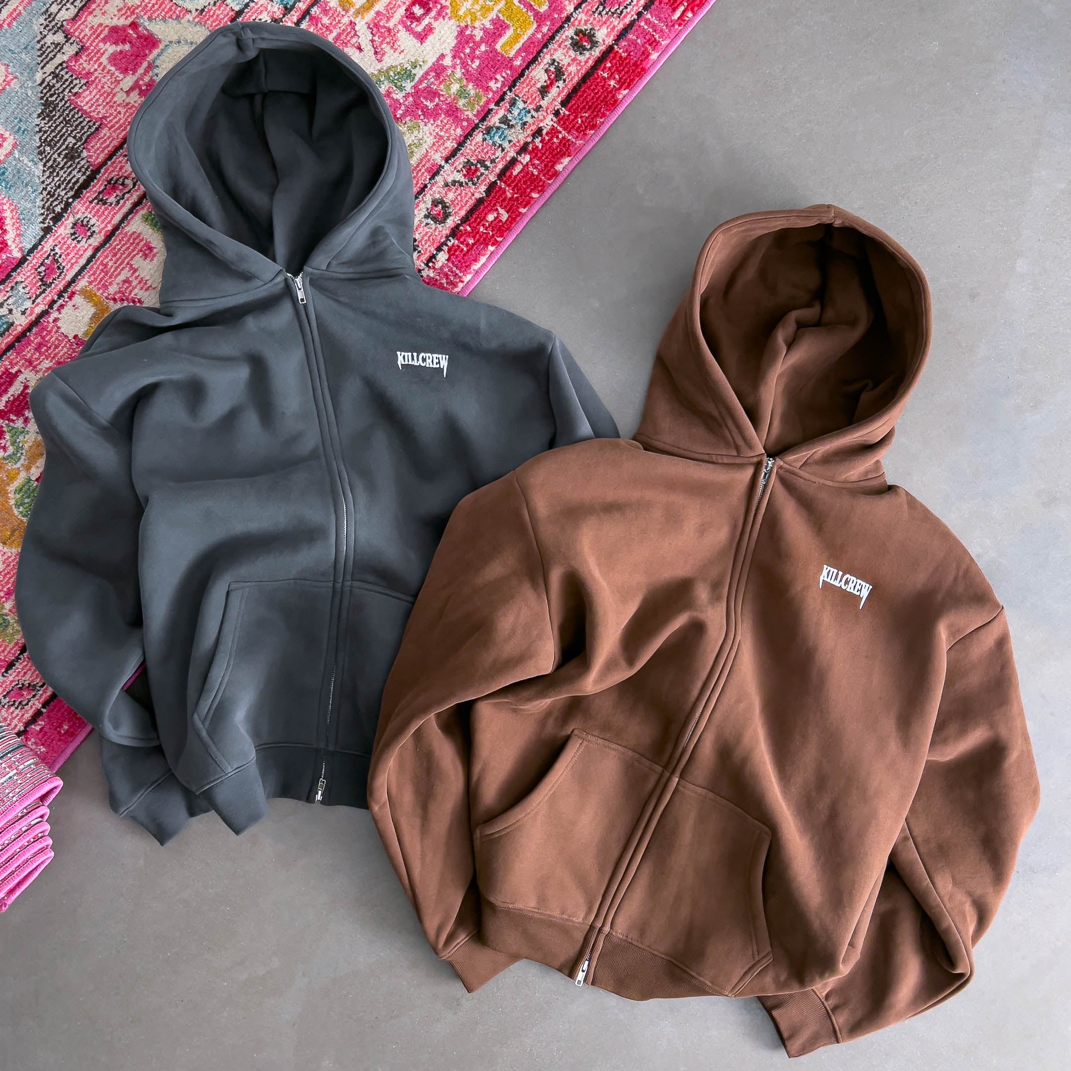 OVERSIZED LUX "SIMPLE" ZIP UP - BROWN - Image 5