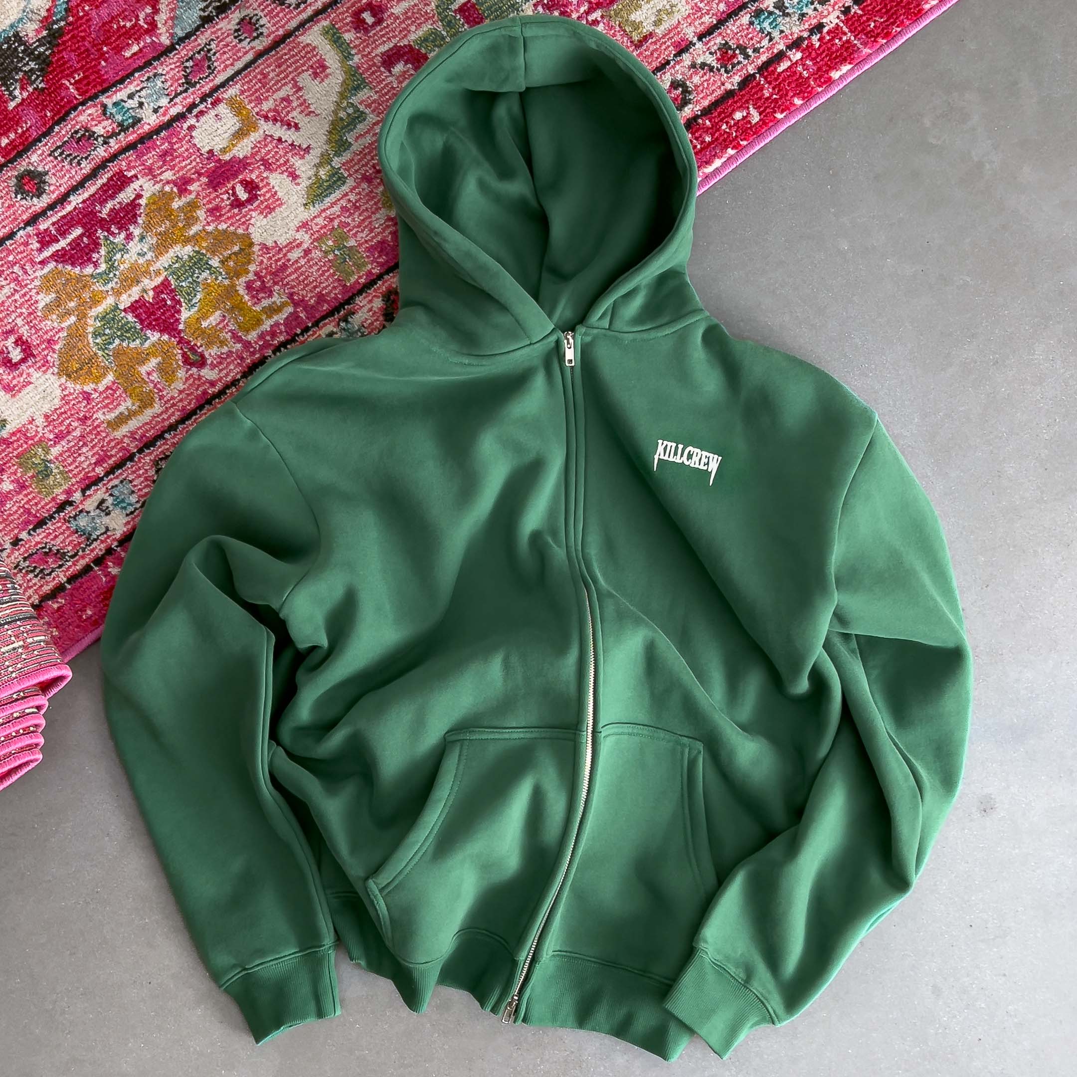 OVERSIZED LUX "SIMPLE" ZIP UP - GREEN - Image 3