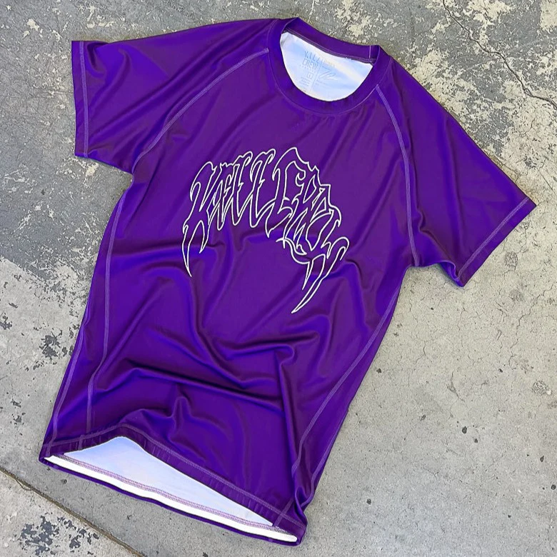 LONE WOLF SHORT SLEEVE RASH GUARD - PURPLE - Image 2