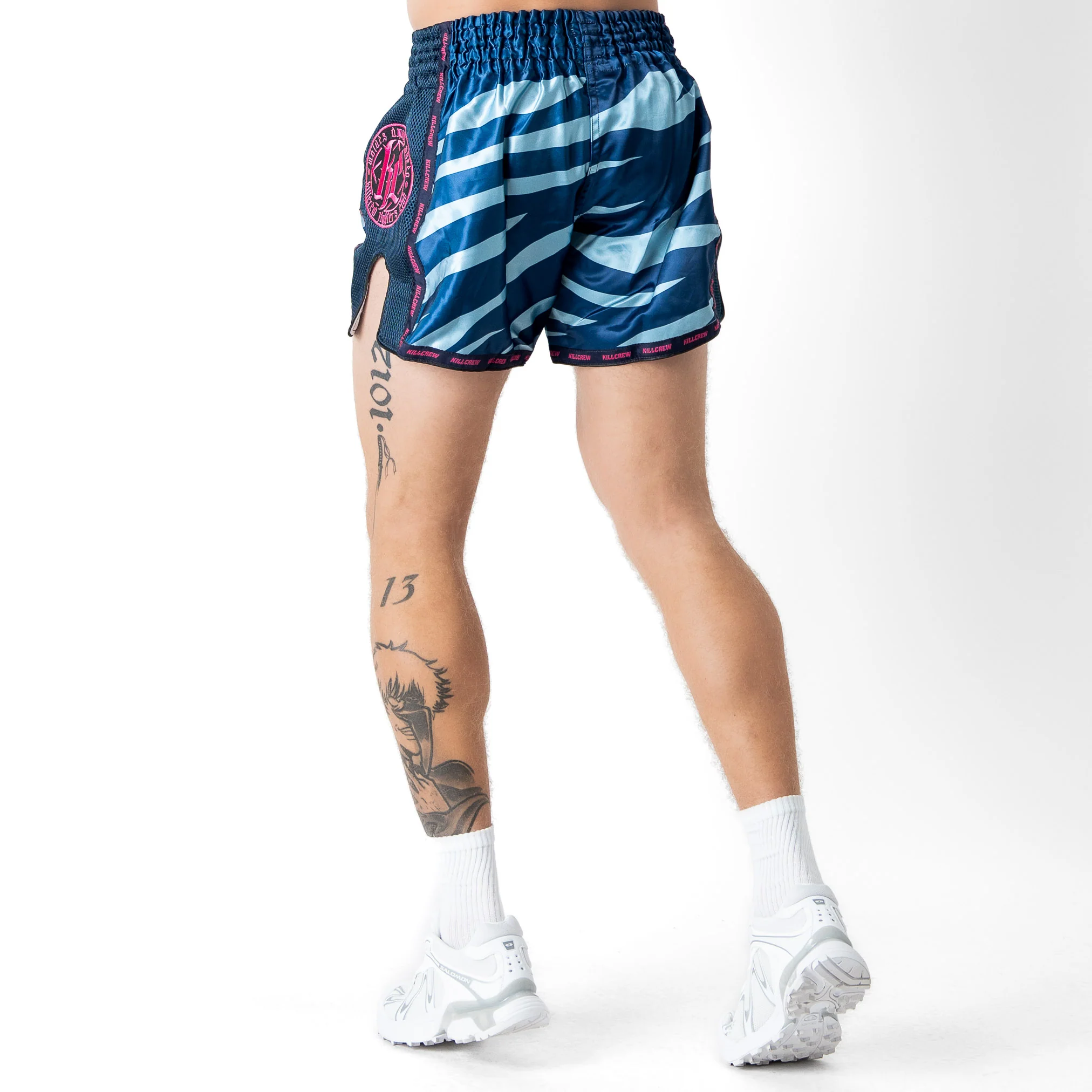 MUAY THAI FIGHT SHORTS - TIGER PINK / BLUE - Image 4