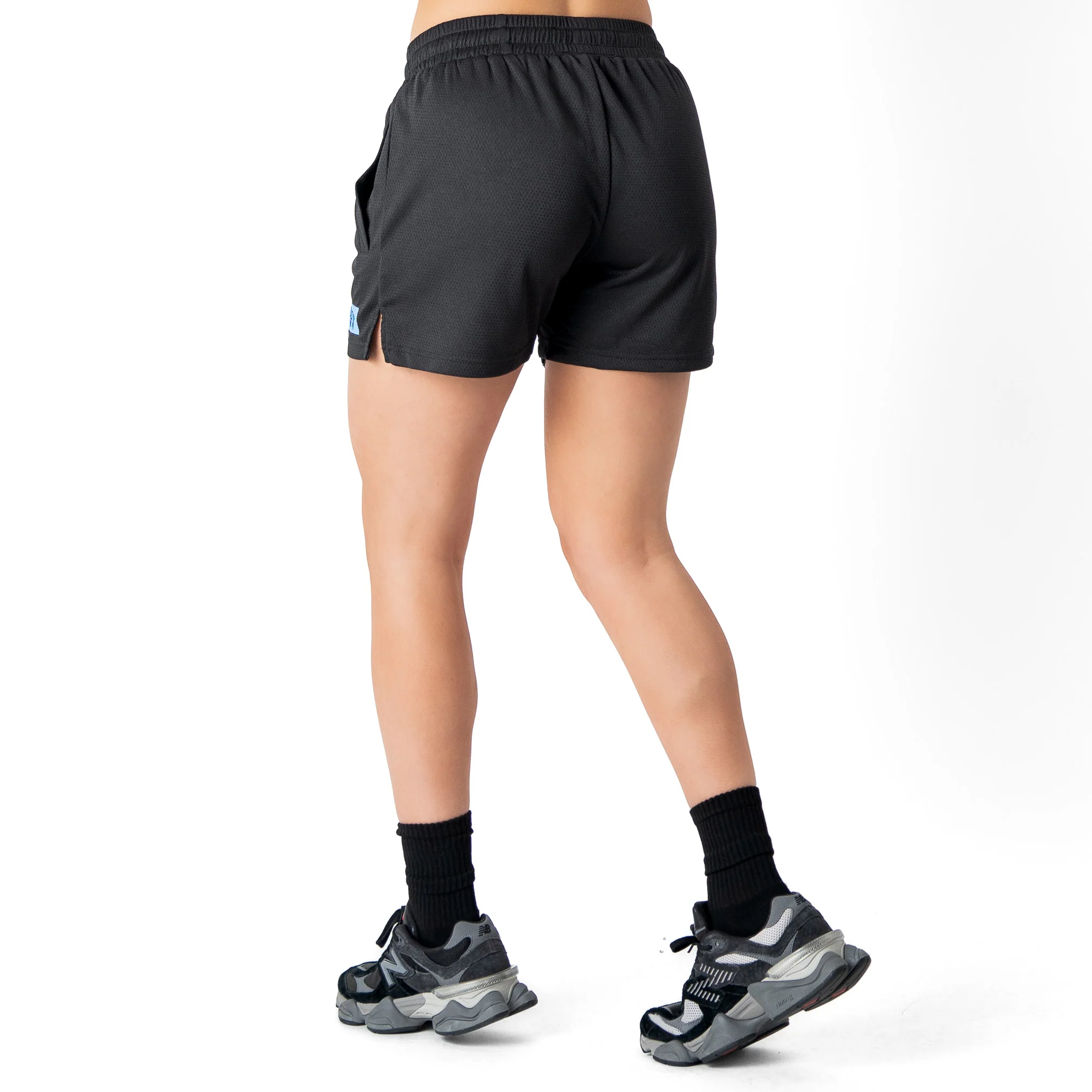 MUAY THAI FLAME SHORTS (MID THIGH CUT) - BLACK / BLUE - Image 6