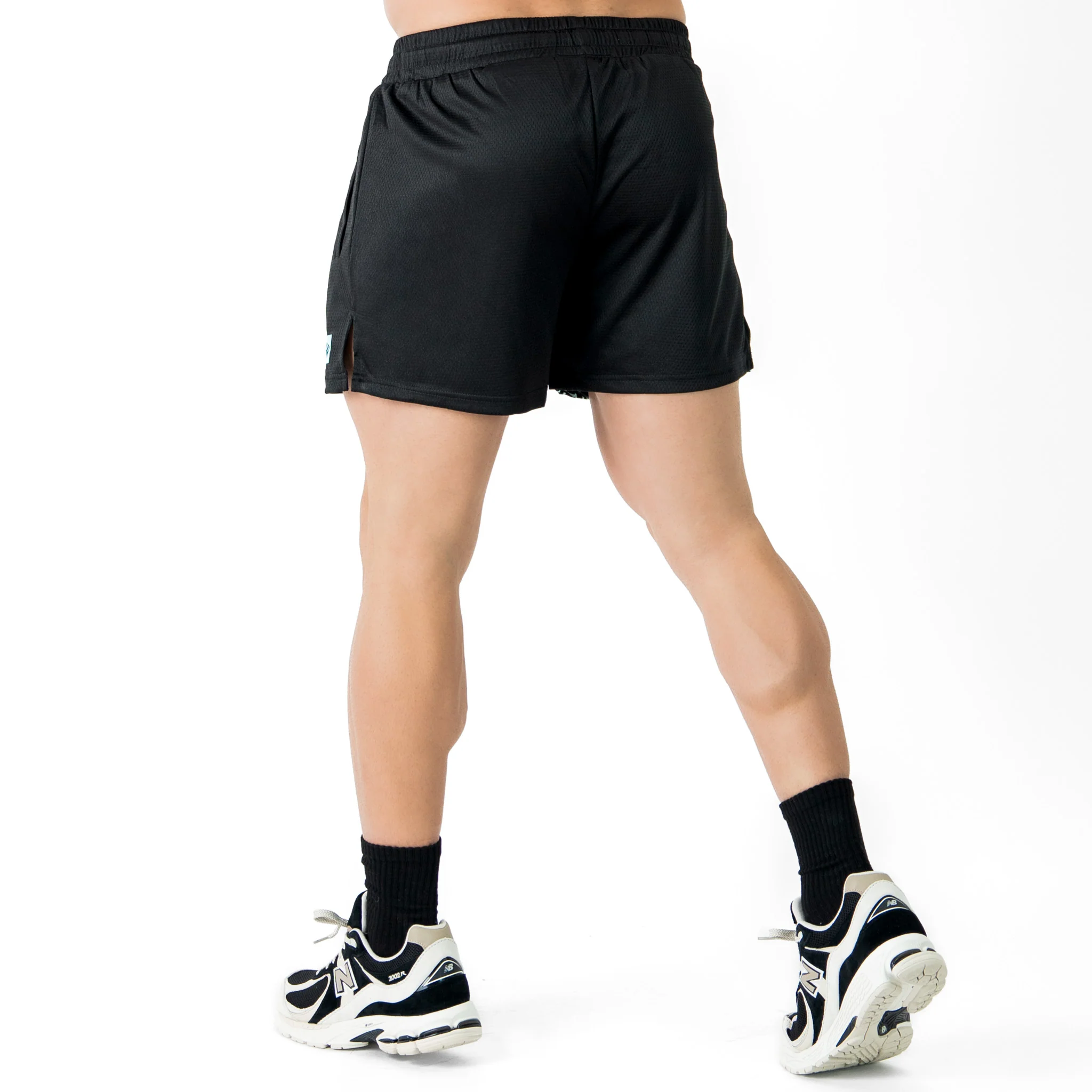 MUAY THAI FLAME SHORTS (MID THIGH CUT) - BLACK / TEAL - Image 4