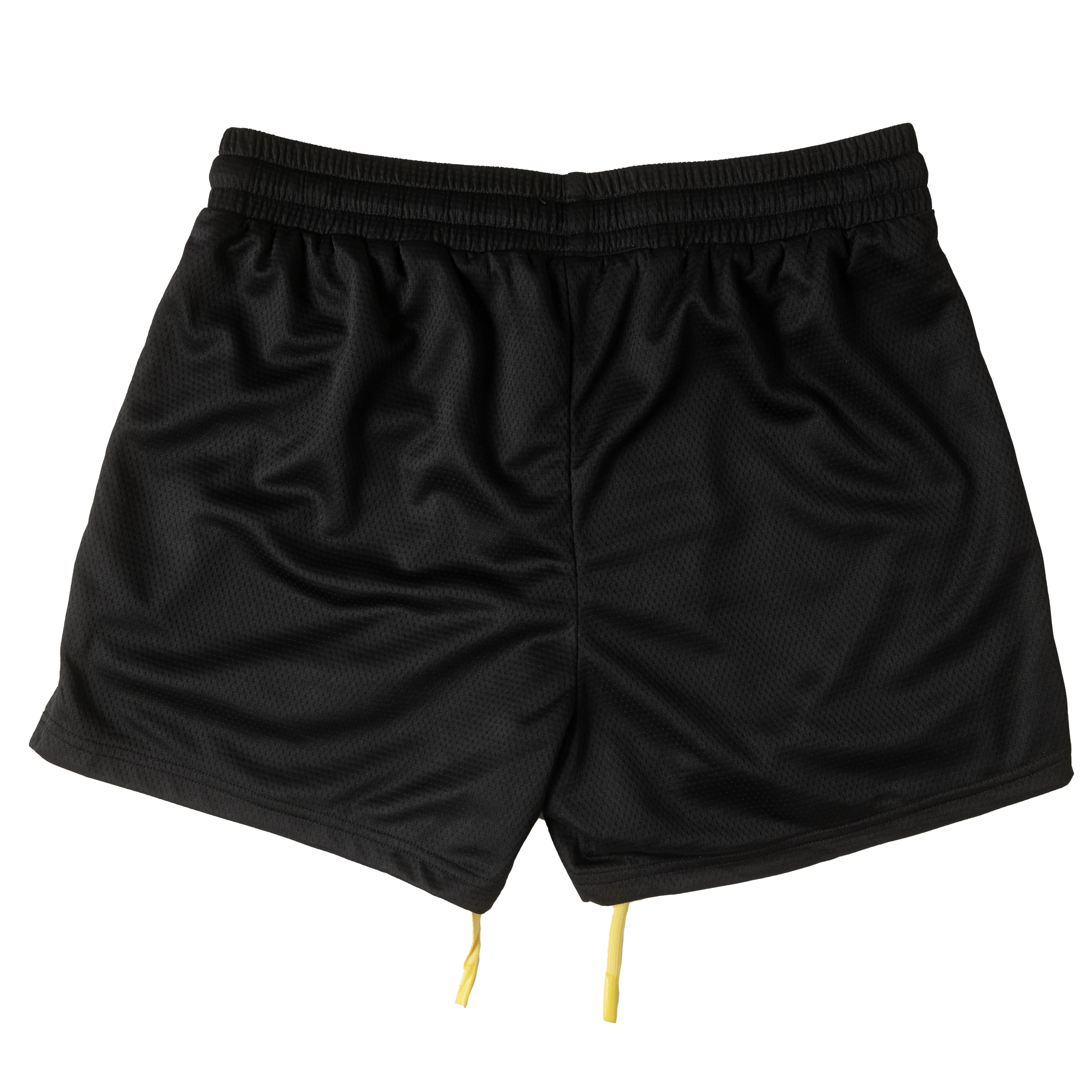 MUAY THAI FLAME SHORTS (MID THIGH CUT) - BLACK / YELLOW - Image 4