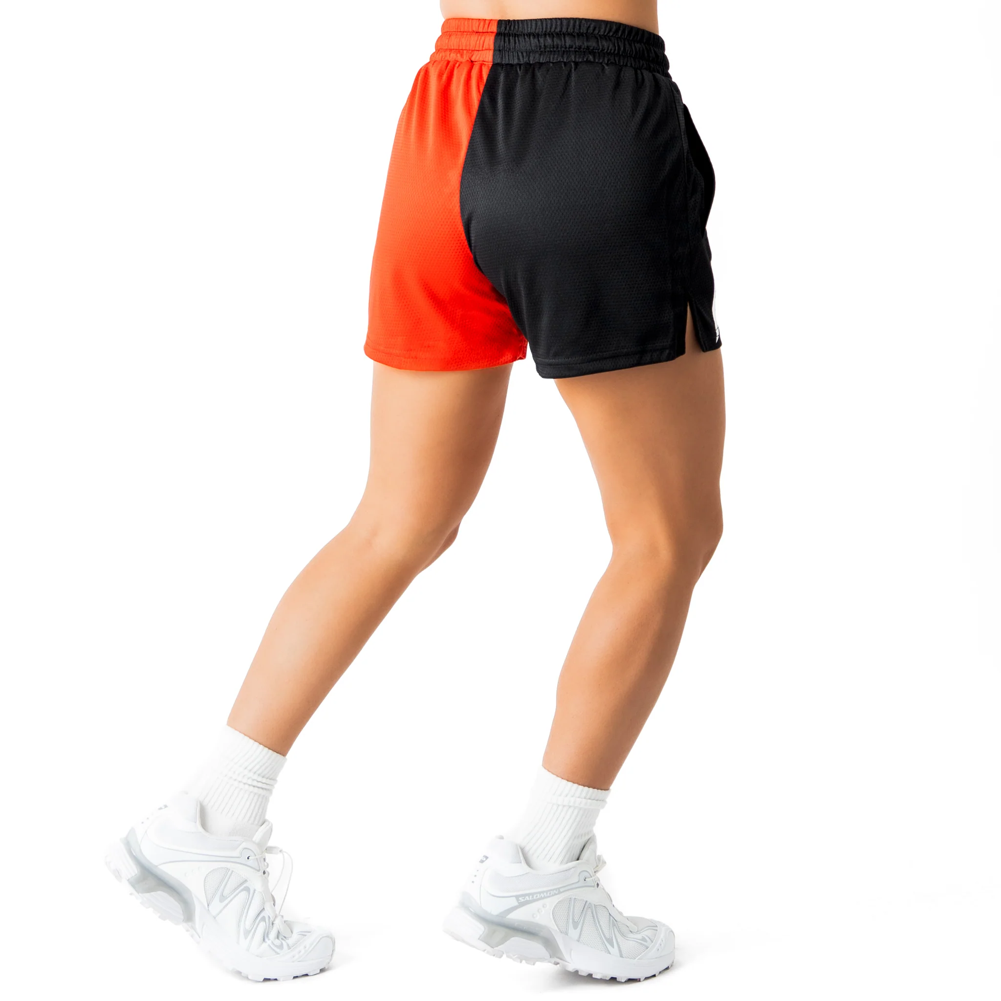MUAY THAI SHORTS (MID THIGH CUT) 2 TONE - BLACK / RED - Image 6