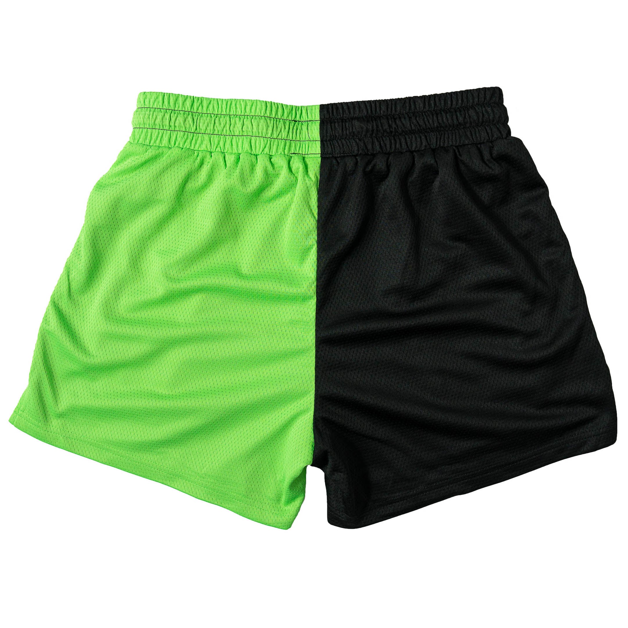 MUAY THAI SHORTS (MID THIGH CUT) 2 TONE - BLACK / GREEN - Image 5