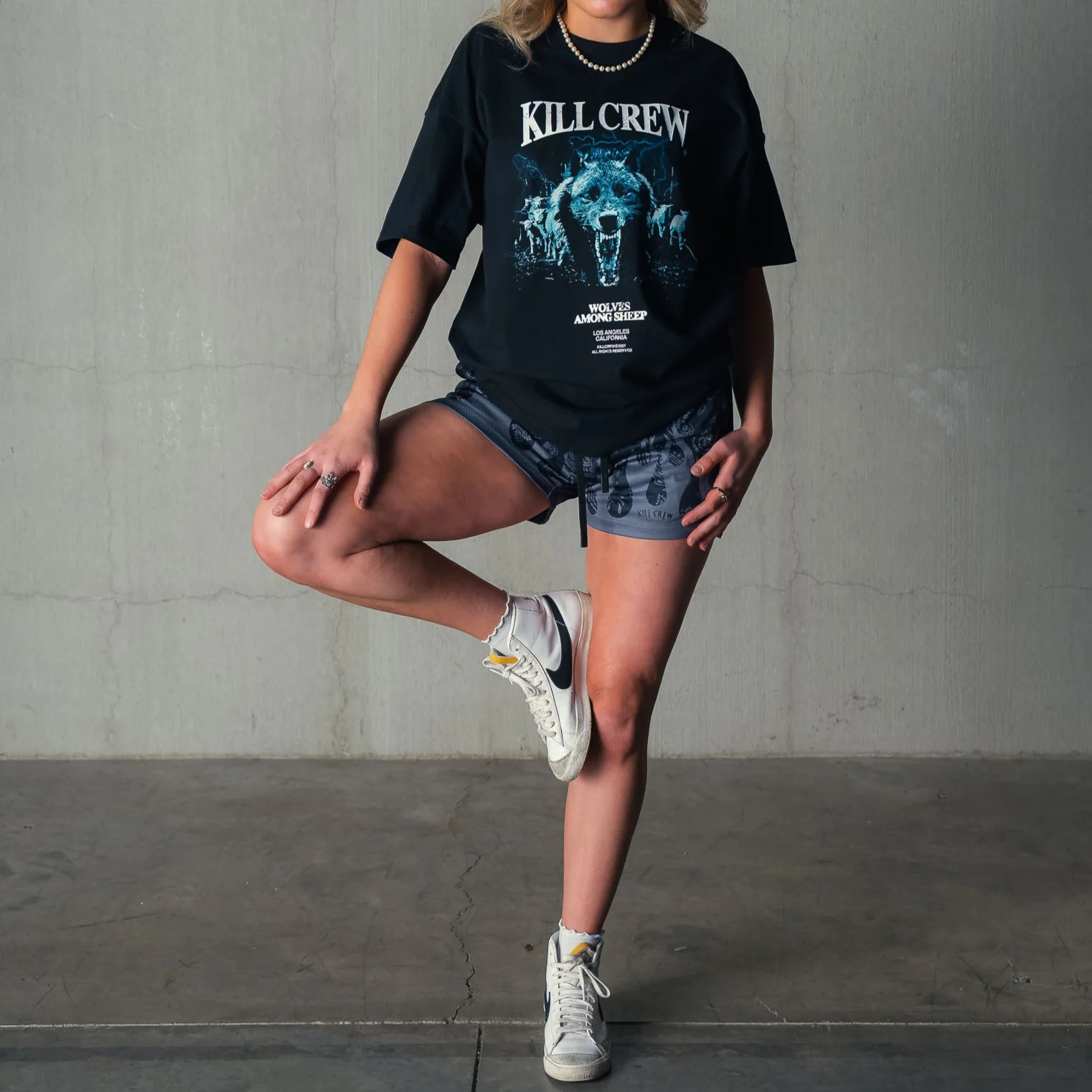 MUAY THAI SHORTS (MID THIGH CUT) BANDANA FLAME - BLACKOUT - Image 4