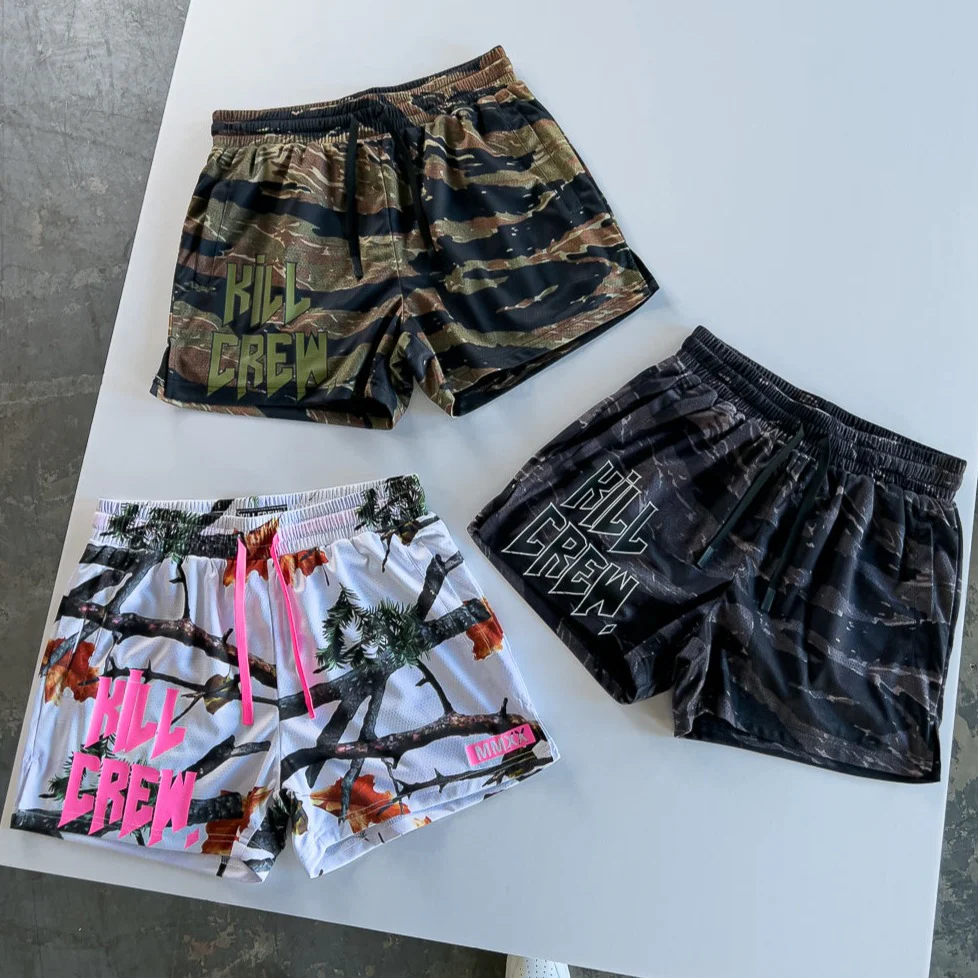 MUAY THAI SHORTS (MID THIGH CUT) - BLACK CAMO - Image 3