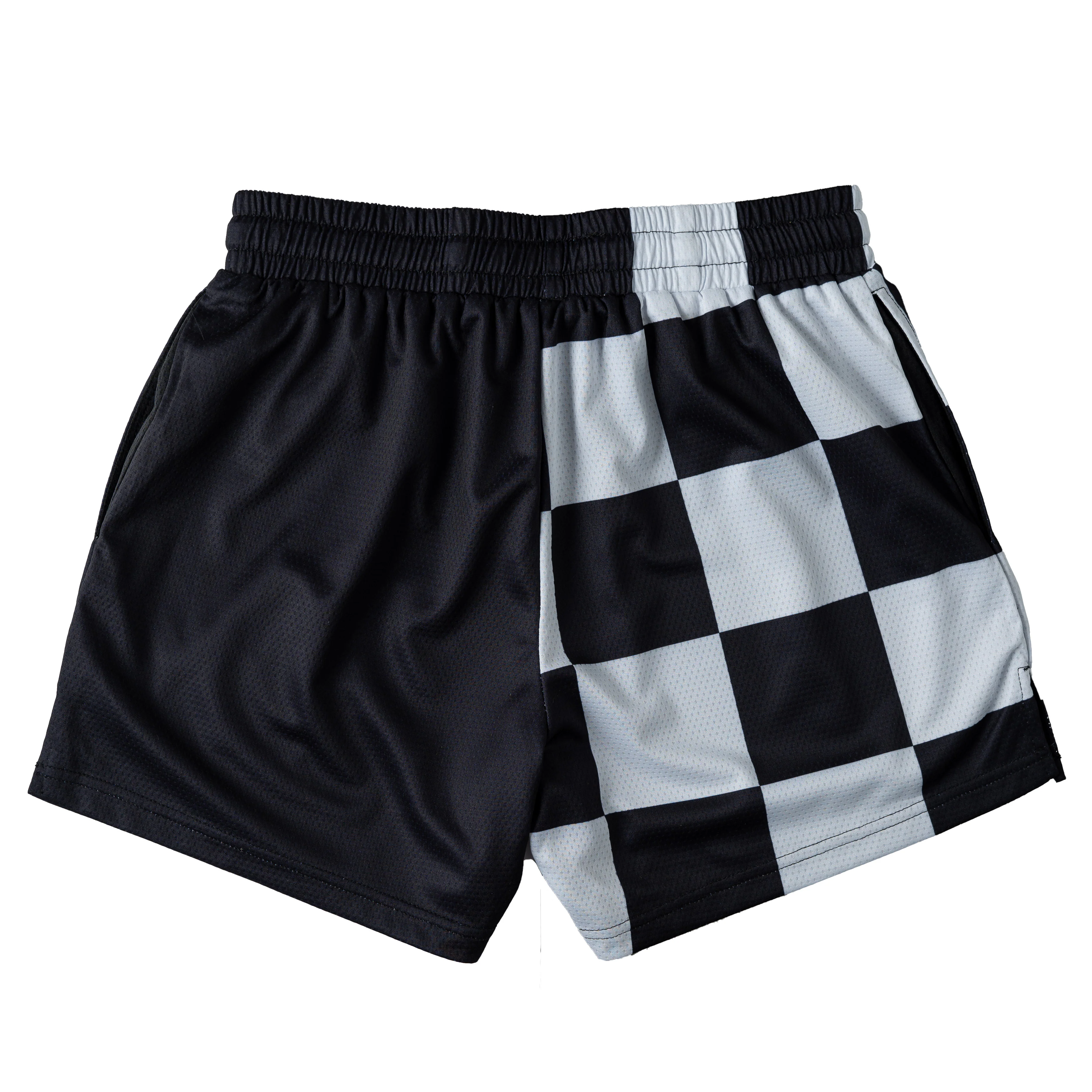 MUAY THAI SHORTS (MID THIGH CUT) CHECKER - BLACK / WHITE - Image 7