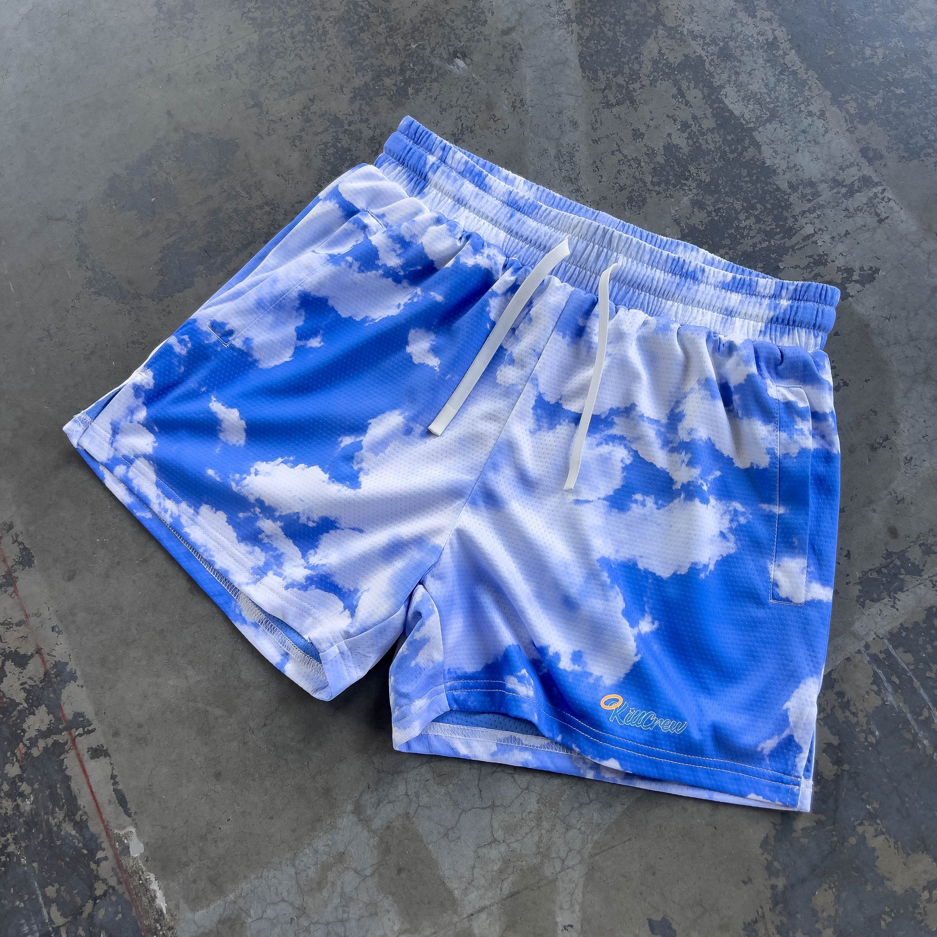 MUAY THAI SHORTS (MID THIGH CUT) CLOUD - BLUE - Image 2