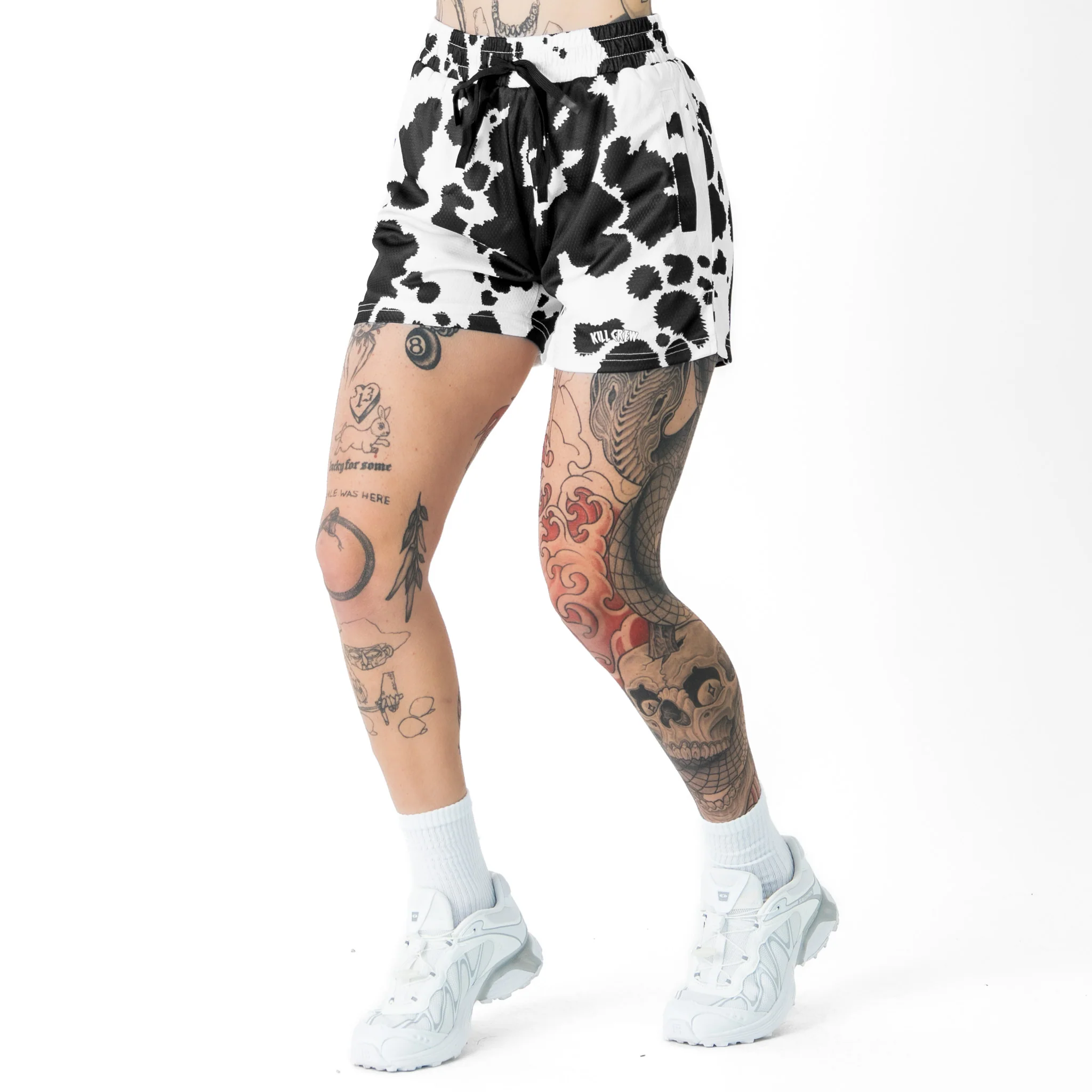 MOO THAI SHORTS (MID THIGH CUT) - BLACK COW - Image 5