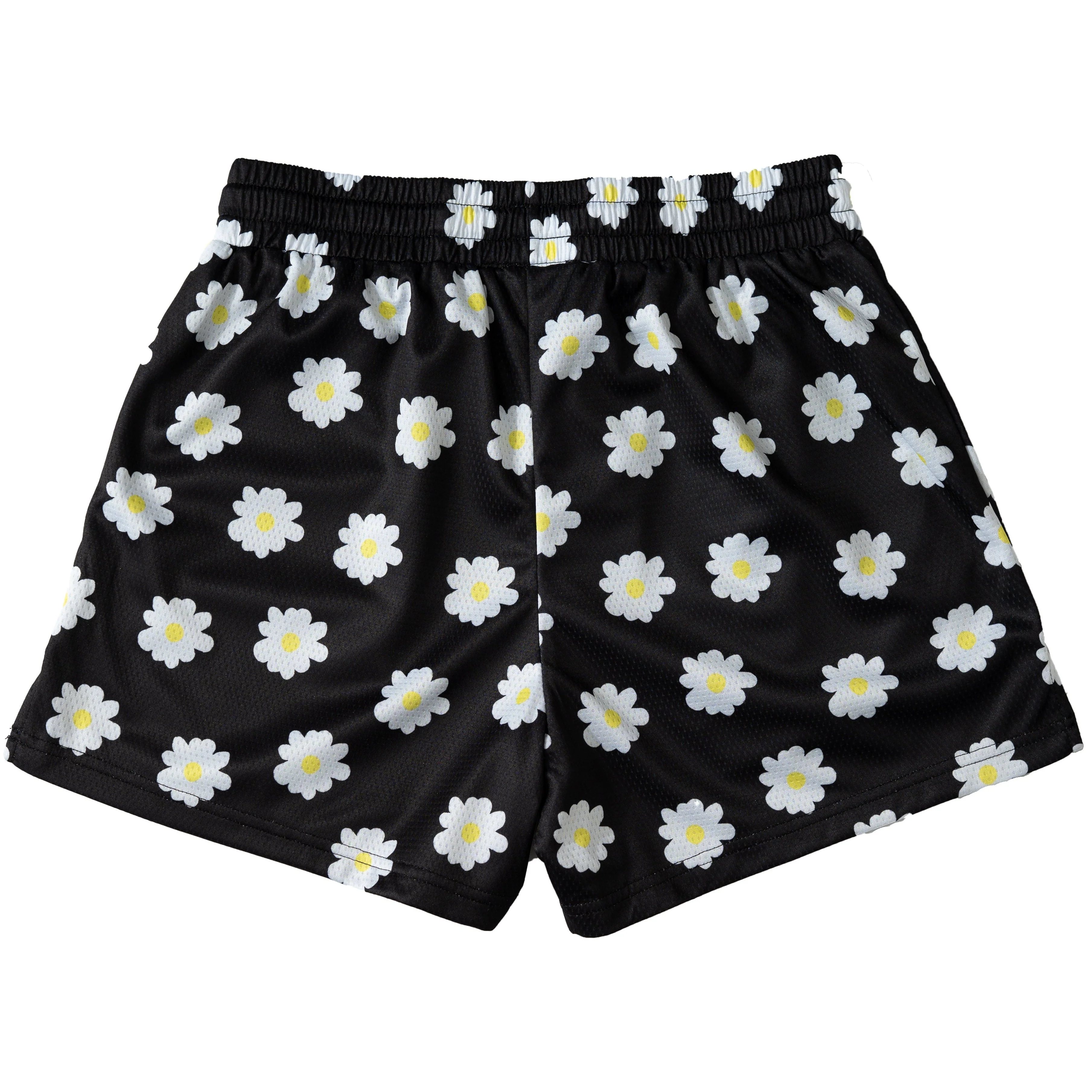 MUAY THAI SHORTS (MID THIGH CUT) DAISY - BLACK - Image 7