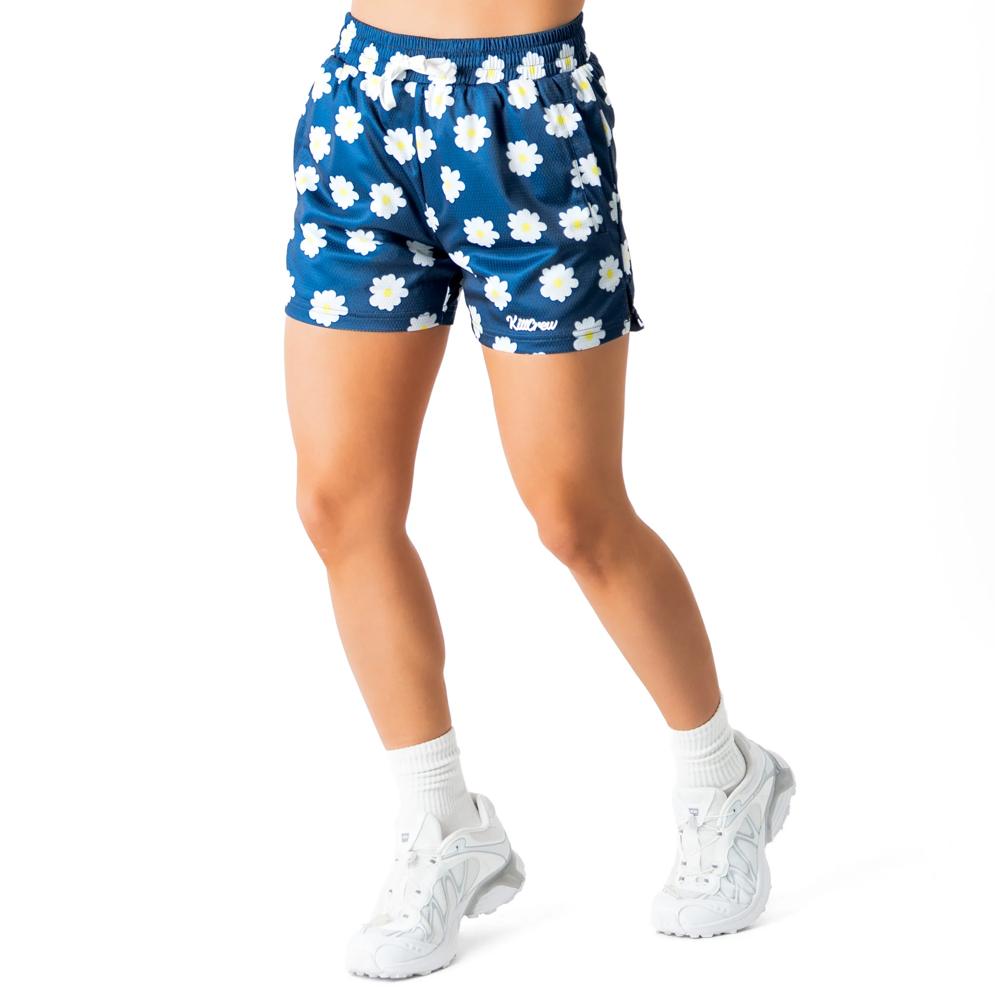 MUAY THAI SHORTS (MID THIGH CUT) DAISY - BLUE - Image 5