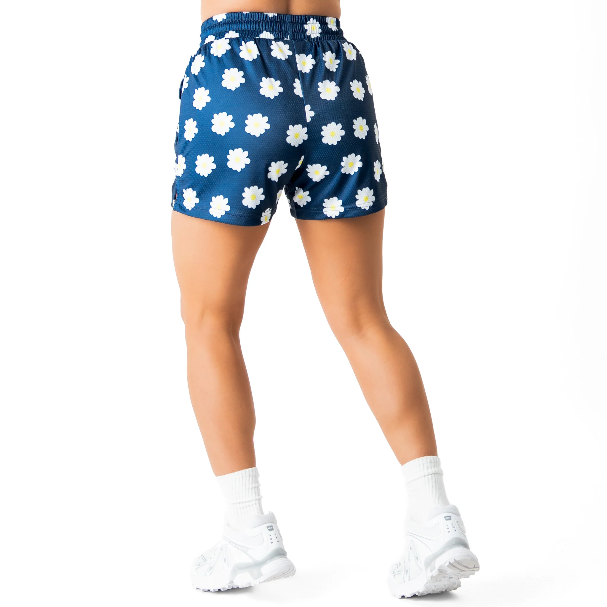 MUAY THAI SHORTS (MID THIGH CUT) DAISY - BLUE - Image 6