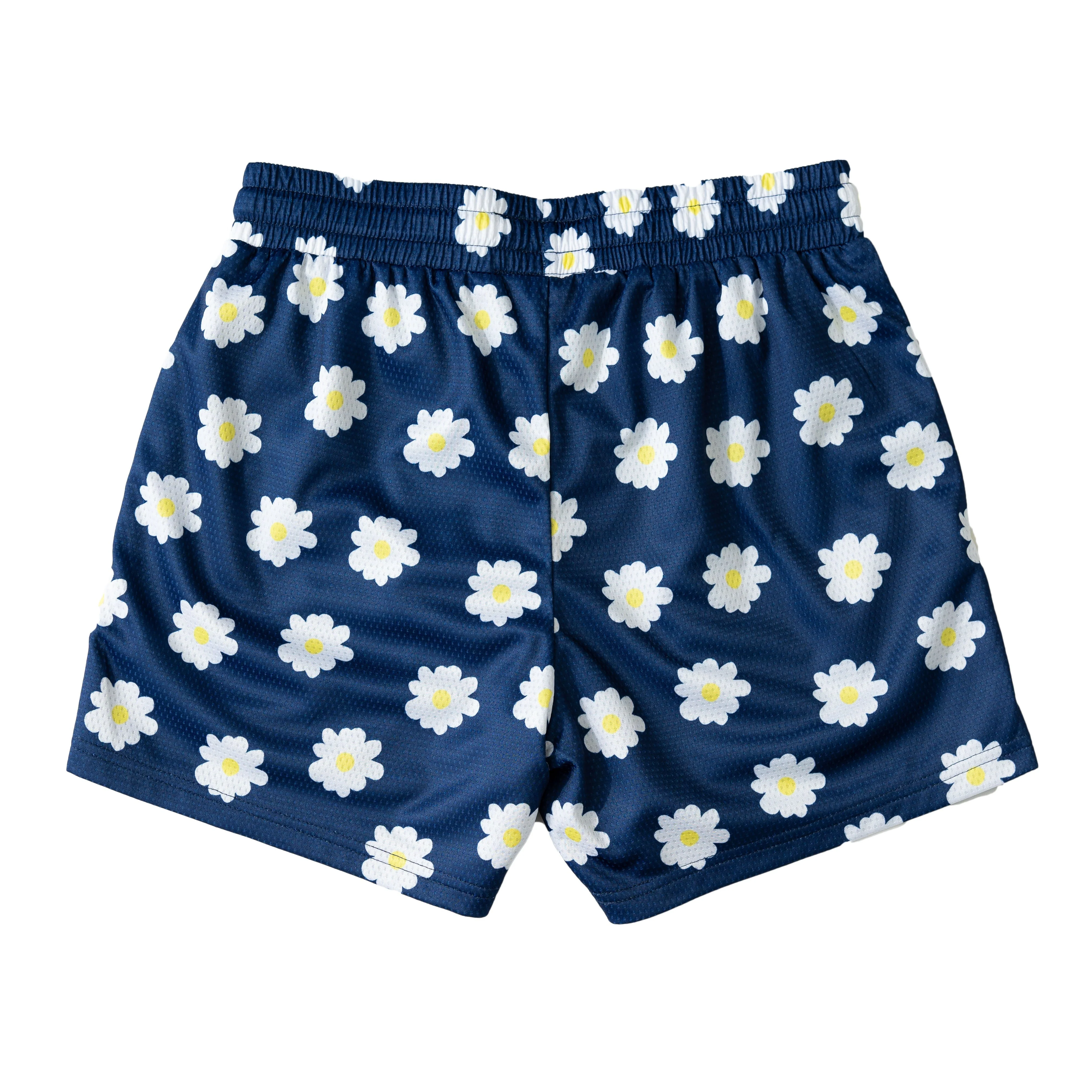 MUAY THAI SHORTS (MID THIGH CUT) DAISY - BLUE - Image 7