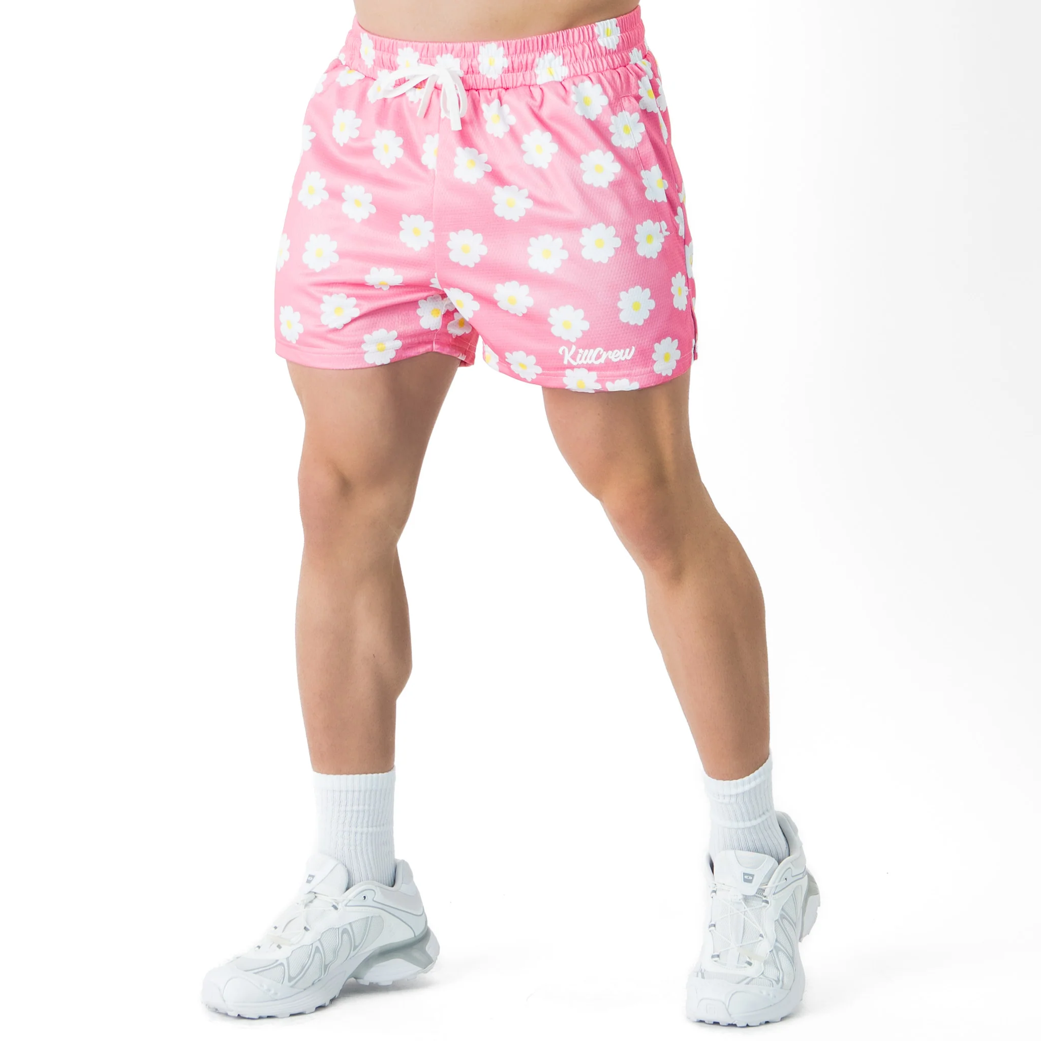 MUAY THAI SHORTS (MID THIGH CUT) DAISY - PINK - Image 3