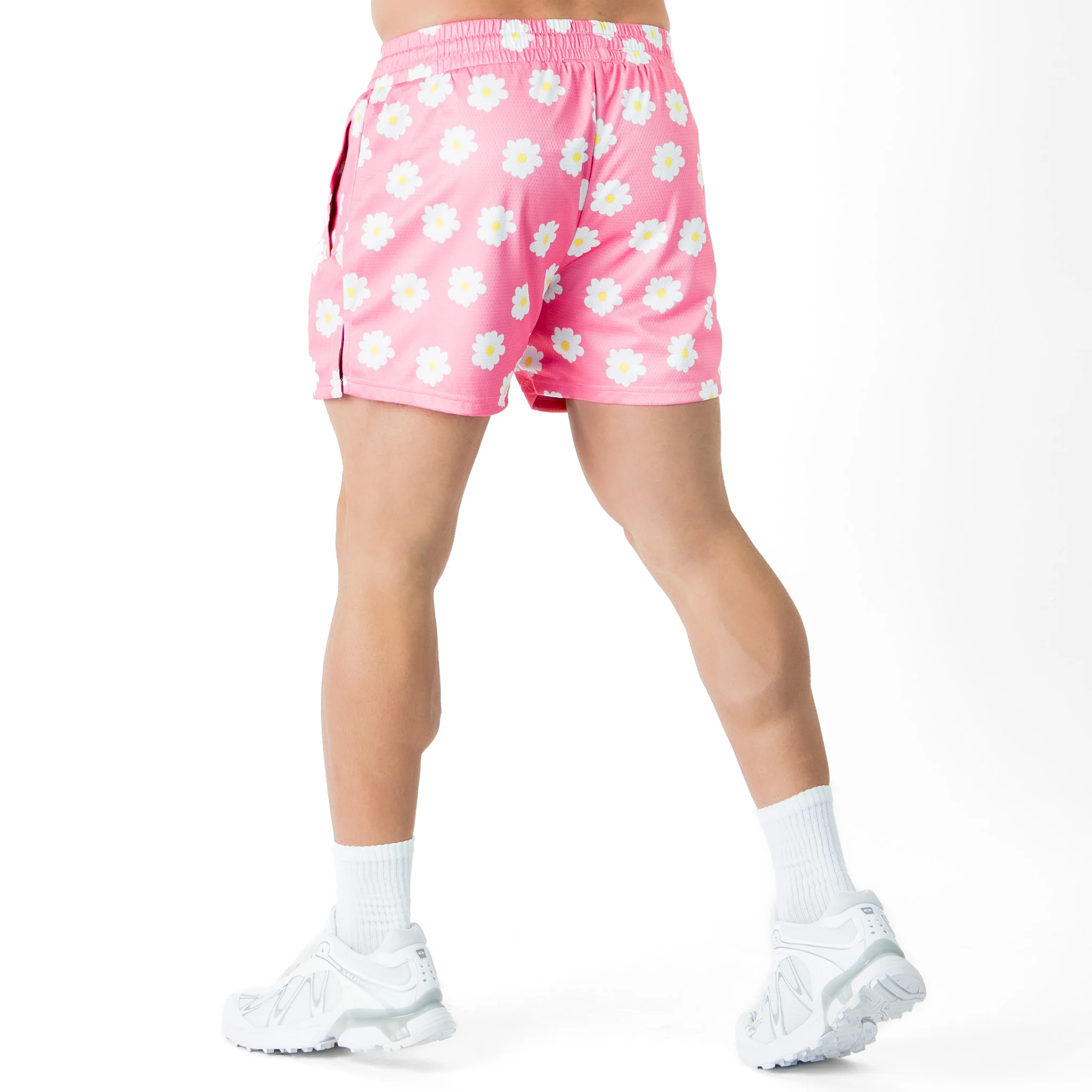 MUAY THAI SHORTS (MID THIGH CUT) DAISY - PINK - Image 4