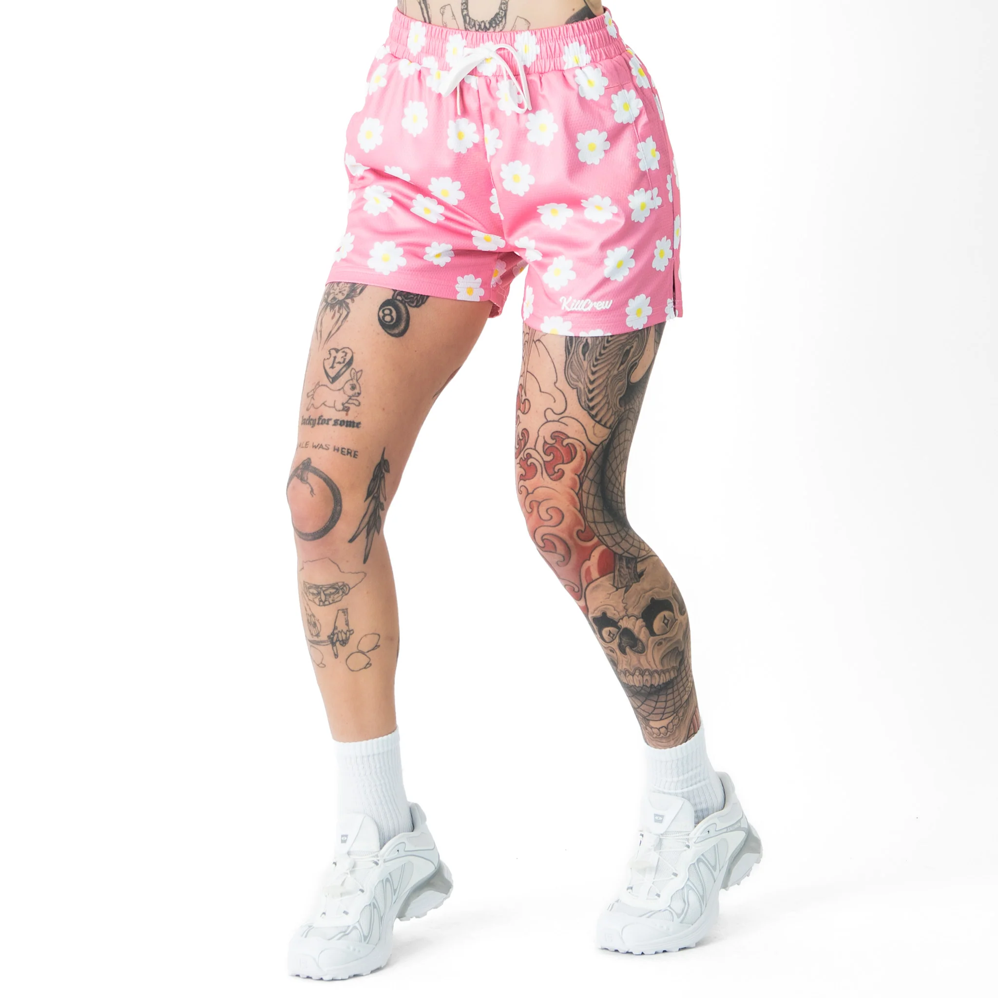 MUAY THAI SHORTS (MID THIGH CUT) DAISY - PINK - Image 5