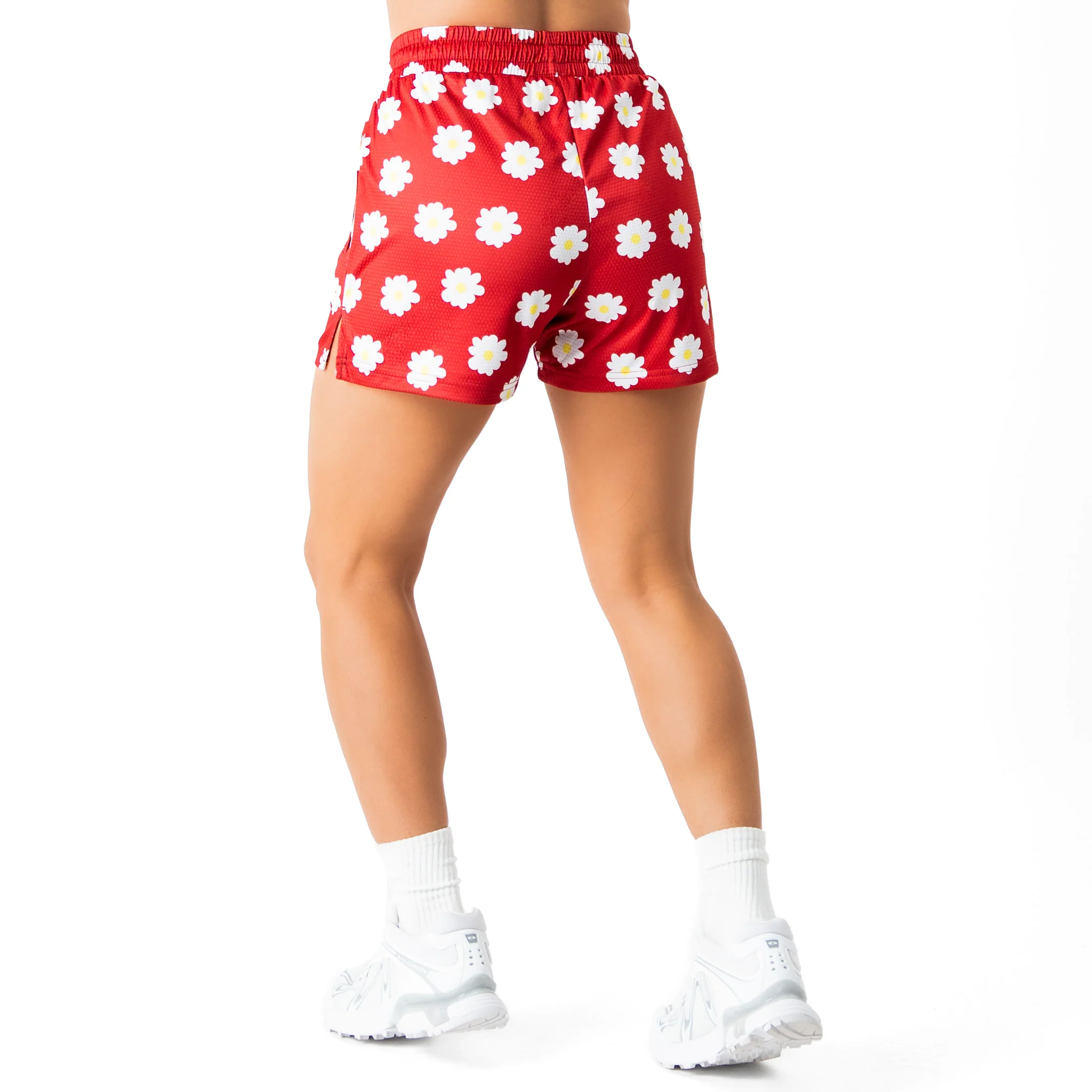 MUAY THAI SHORTS (MID THIGH CUT) DAISY - RED - Image 6