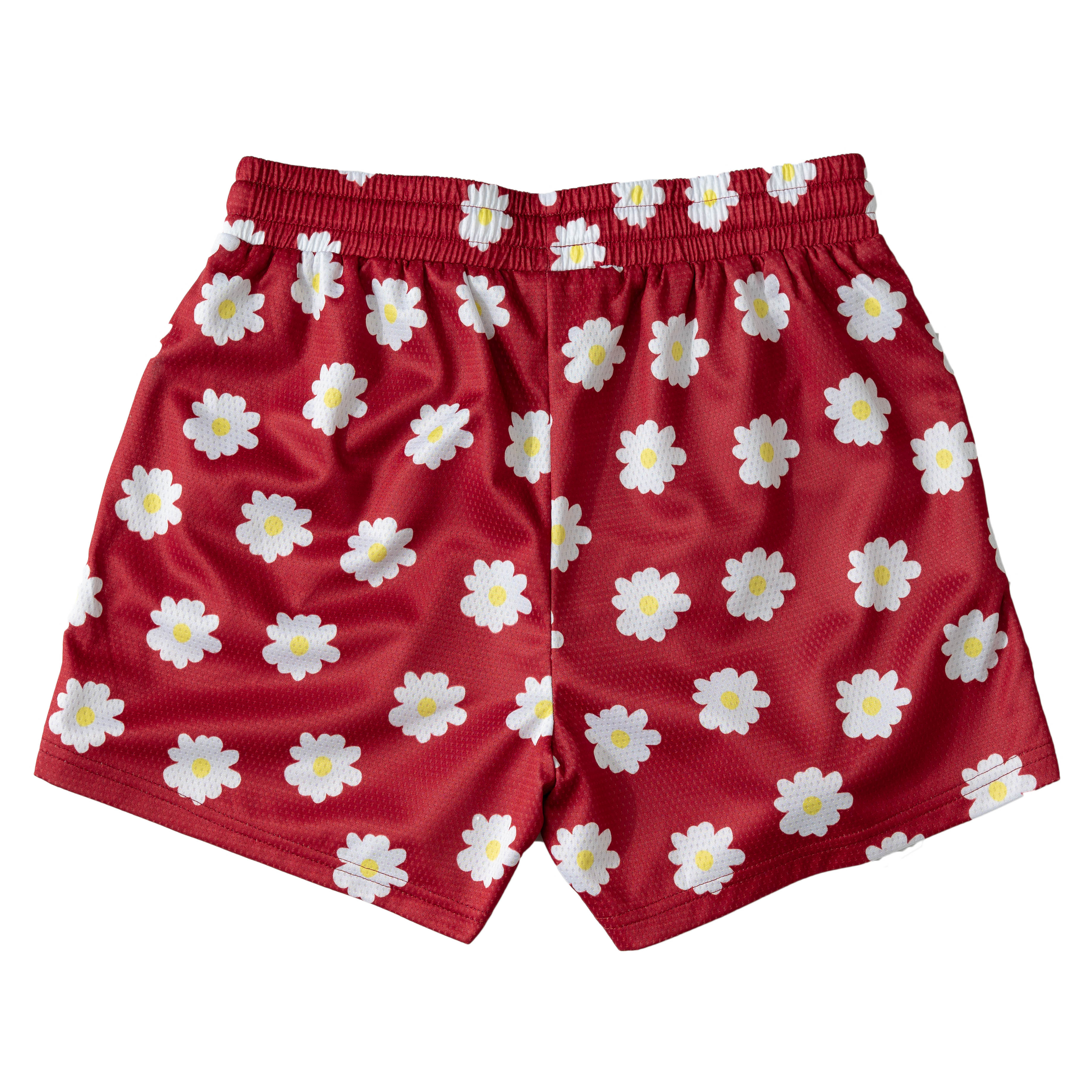 MUAY THAI SHORTS (MID THIGH CUT) DAISY - RED - Image 7