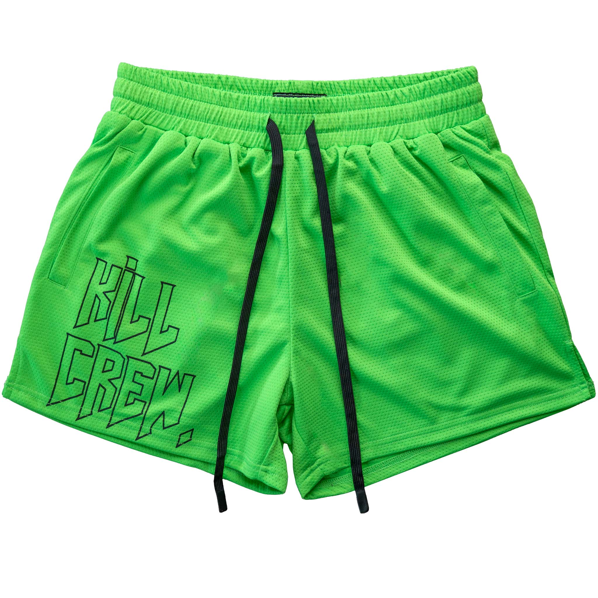 MUAY THAI SHORTS (MID THIGH CUT) - HIGHLIGHTER GREEN