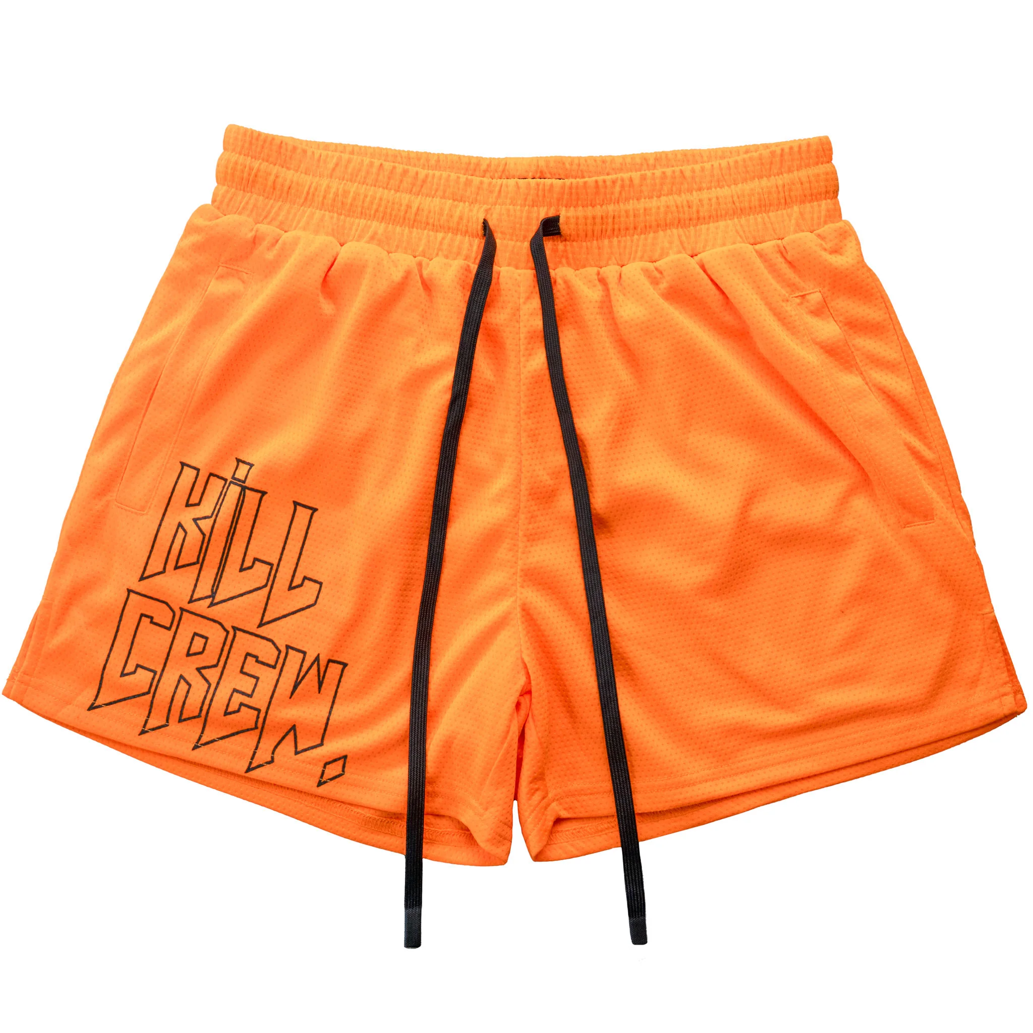 MUAY THAI SHORTS (MID THIGH CUT) - HIGHLIGHTER ORANGE