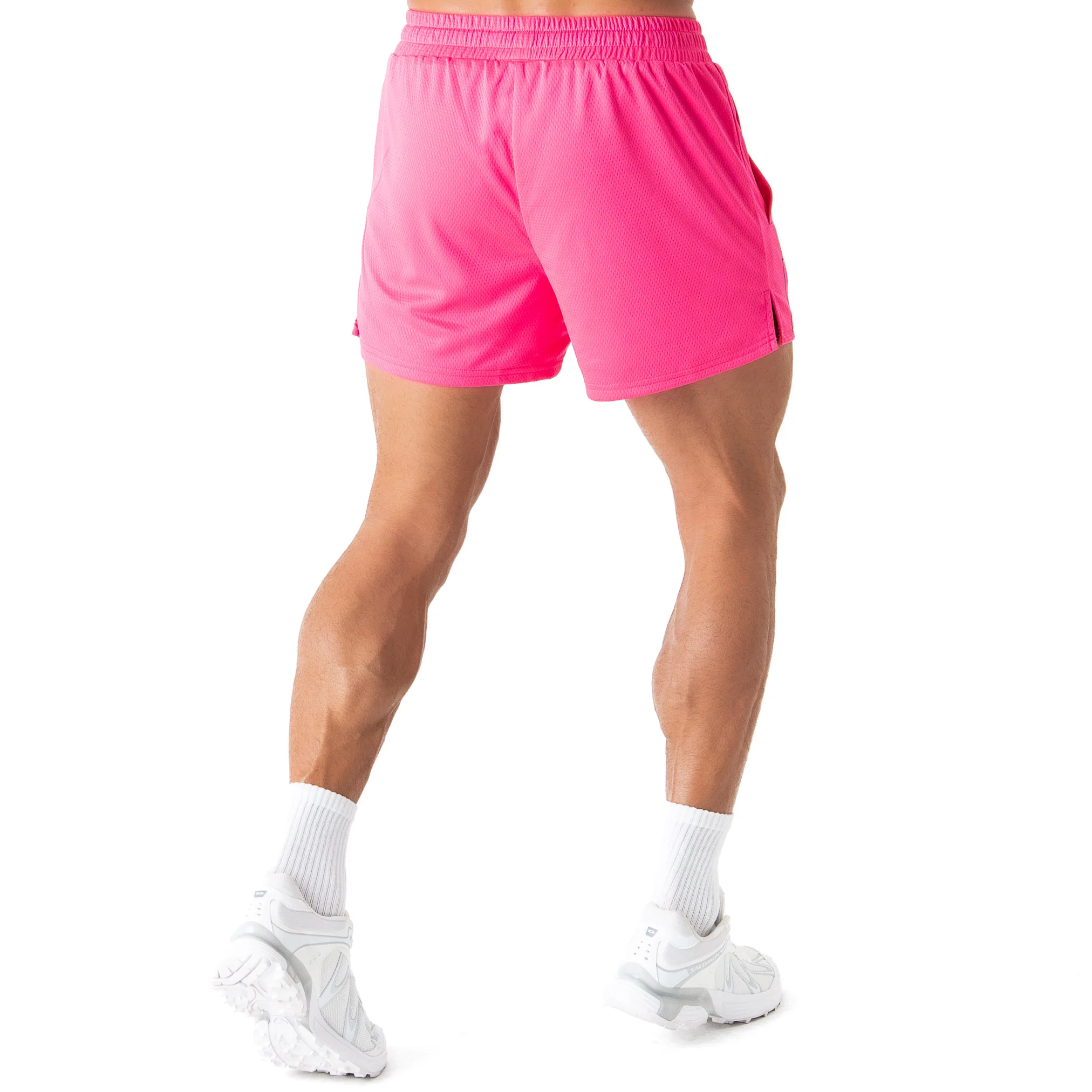 MUAY THAI SHORTS (MID THIGH CUT) - HIGHLIGHTER PINK - Image 4