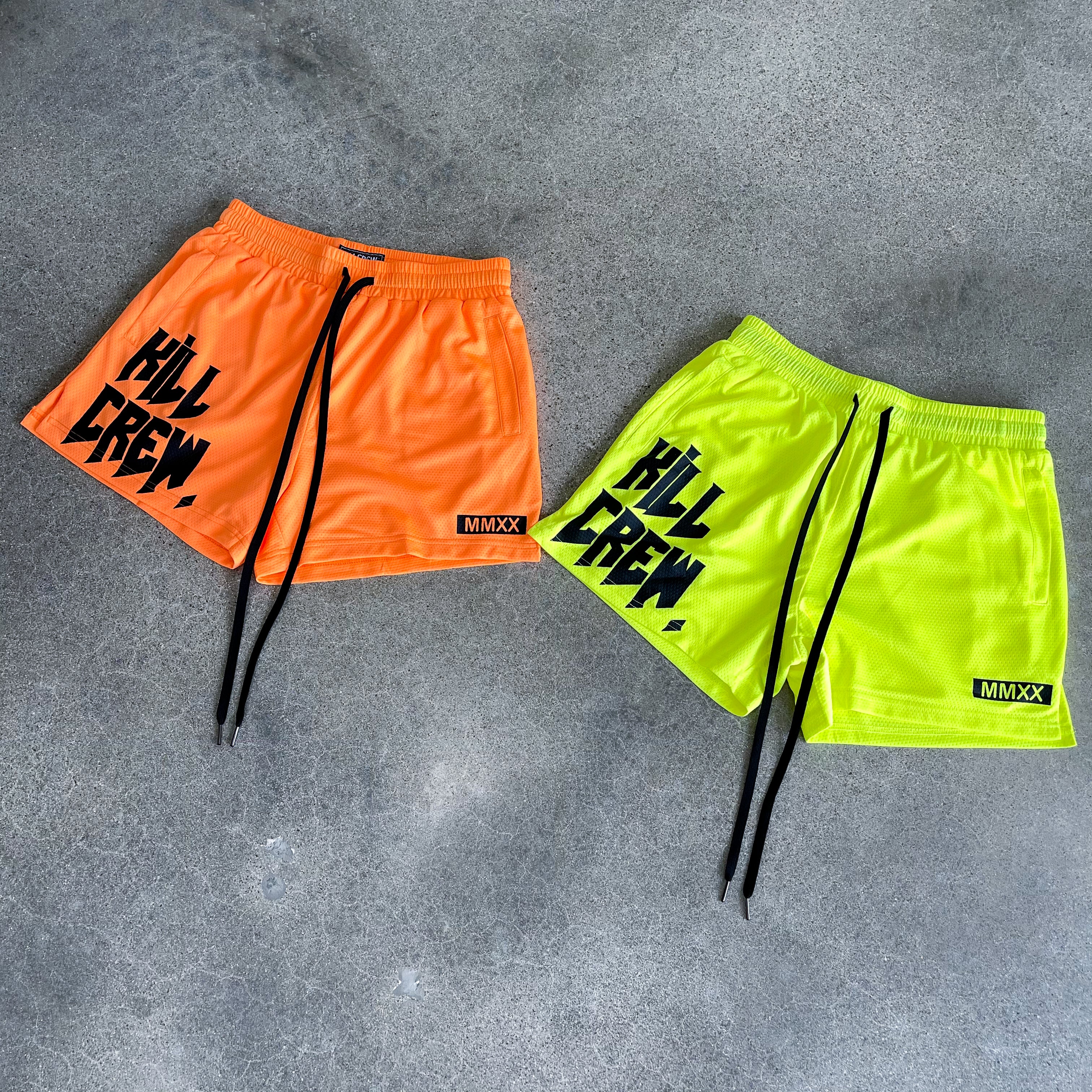 MUAY THAI SHORTS (MID THIGH CUT) - NEON ORANGE - Image 3