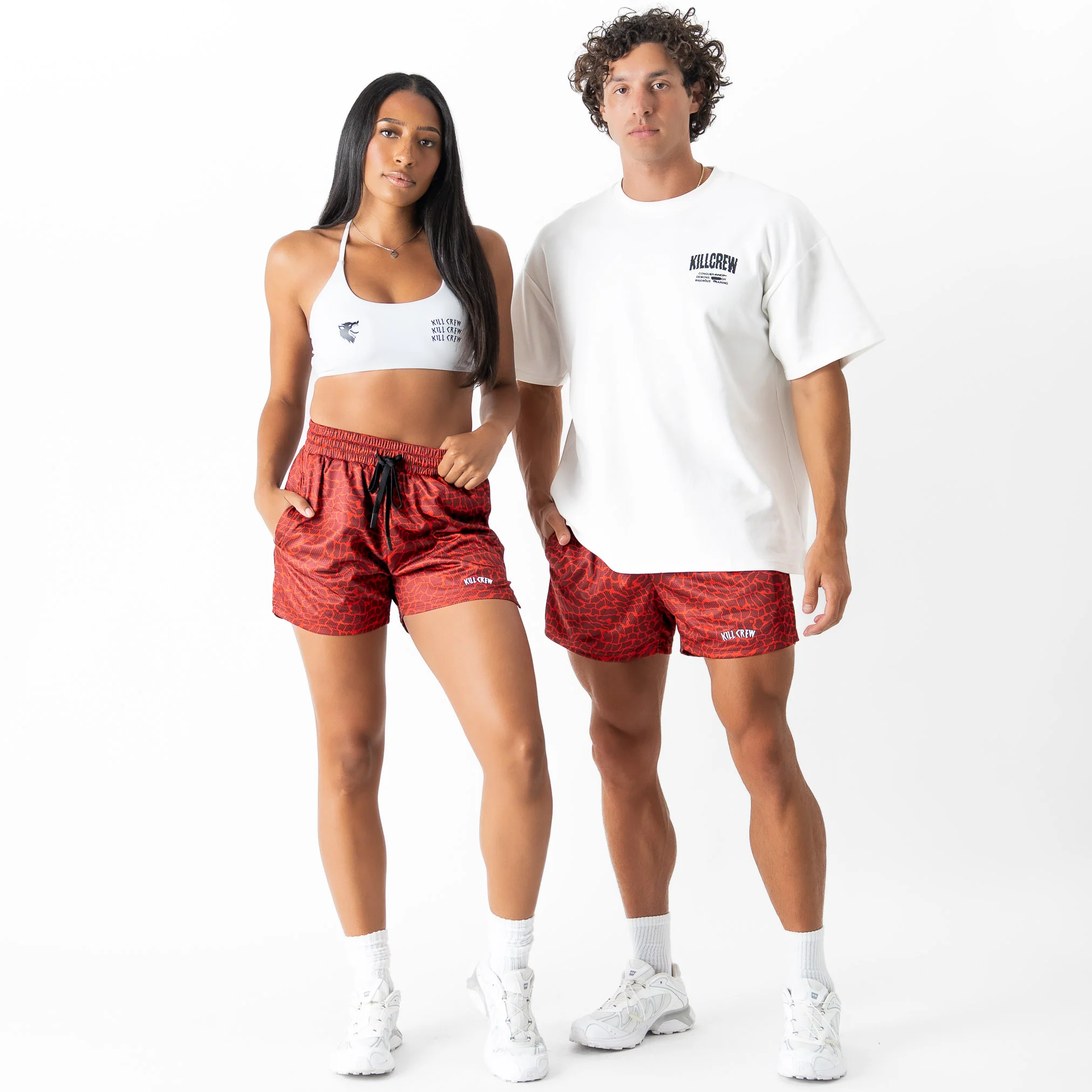 MUAY THAI SHORTS (MID THIGH CUT) - RED CROCODILE - Image 2