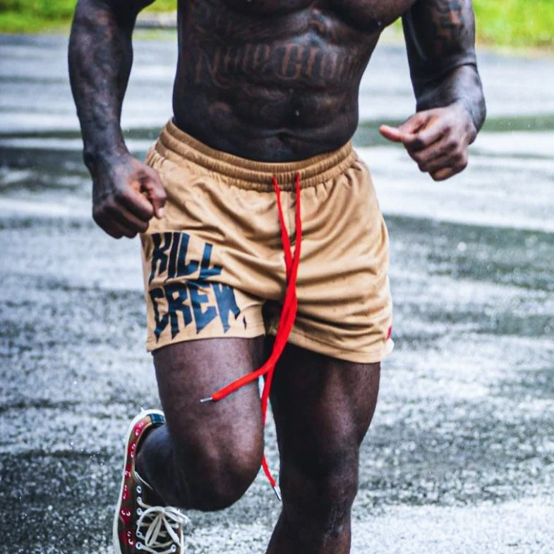 MUAY THAI SHORTS (MID THIGH CUT) - SAND - Image 3