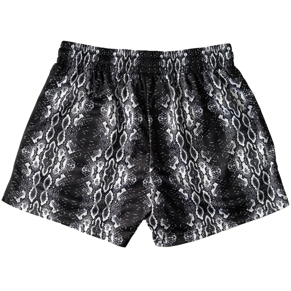 MUAY THAI SHORTS (MID THIGH CUT) SNAKE - BLACK / WHITE - Image 4