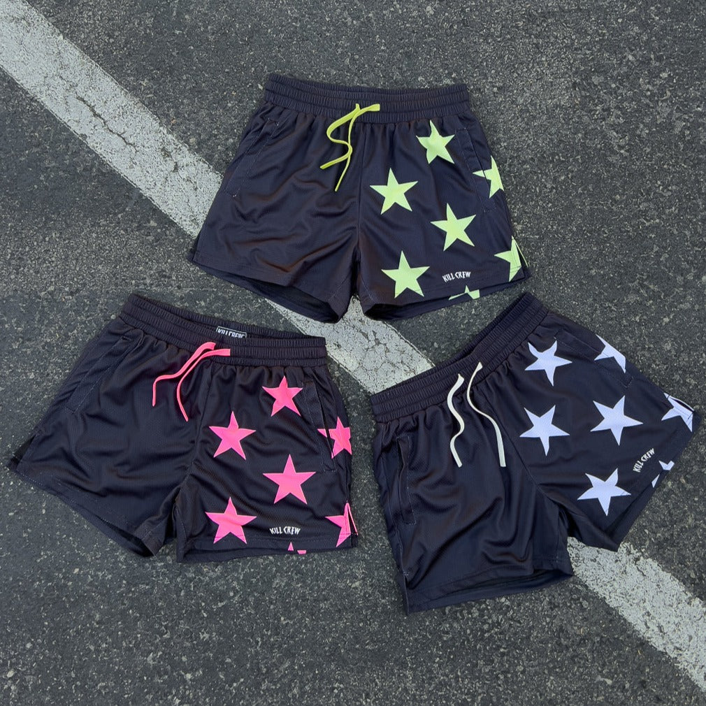 MUAY THAI SHORTS (MID THIGH CUT) STAR BOY - BLACK / GREEN - Image 3