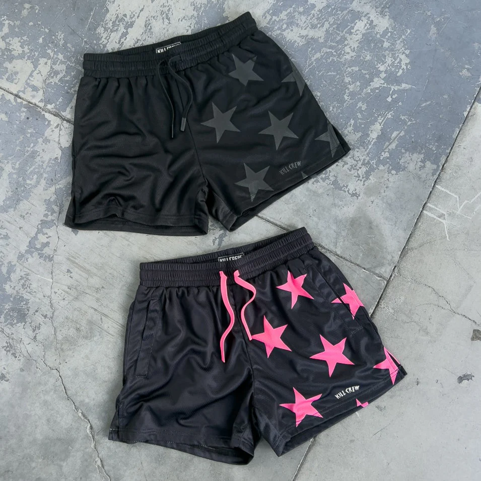 MUAY THAI SHORTS (MID THIGH CUT) STAR BOY - BLACK / PINK - Image 3
