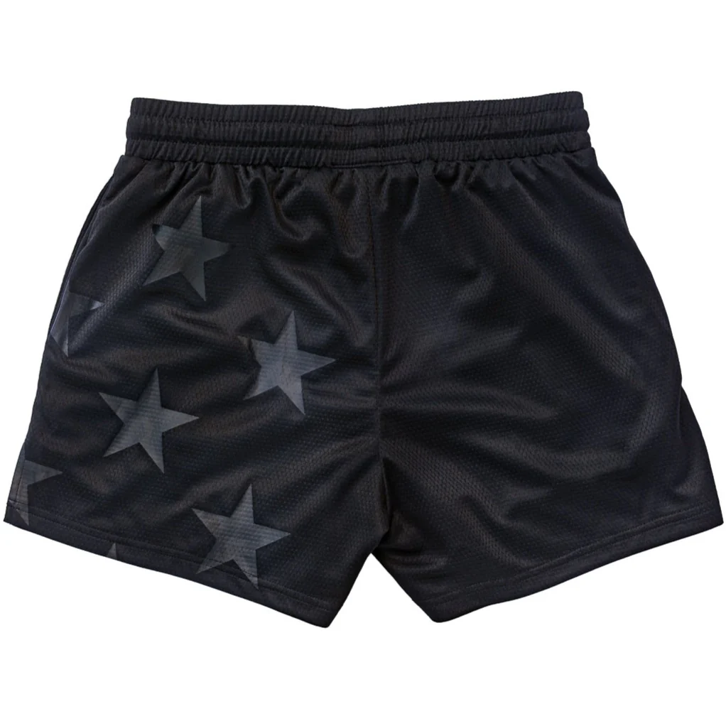 MUAY THAI SHORTS (MID THIGH CUT) STAR BOY - BLACKOUT - Image 4