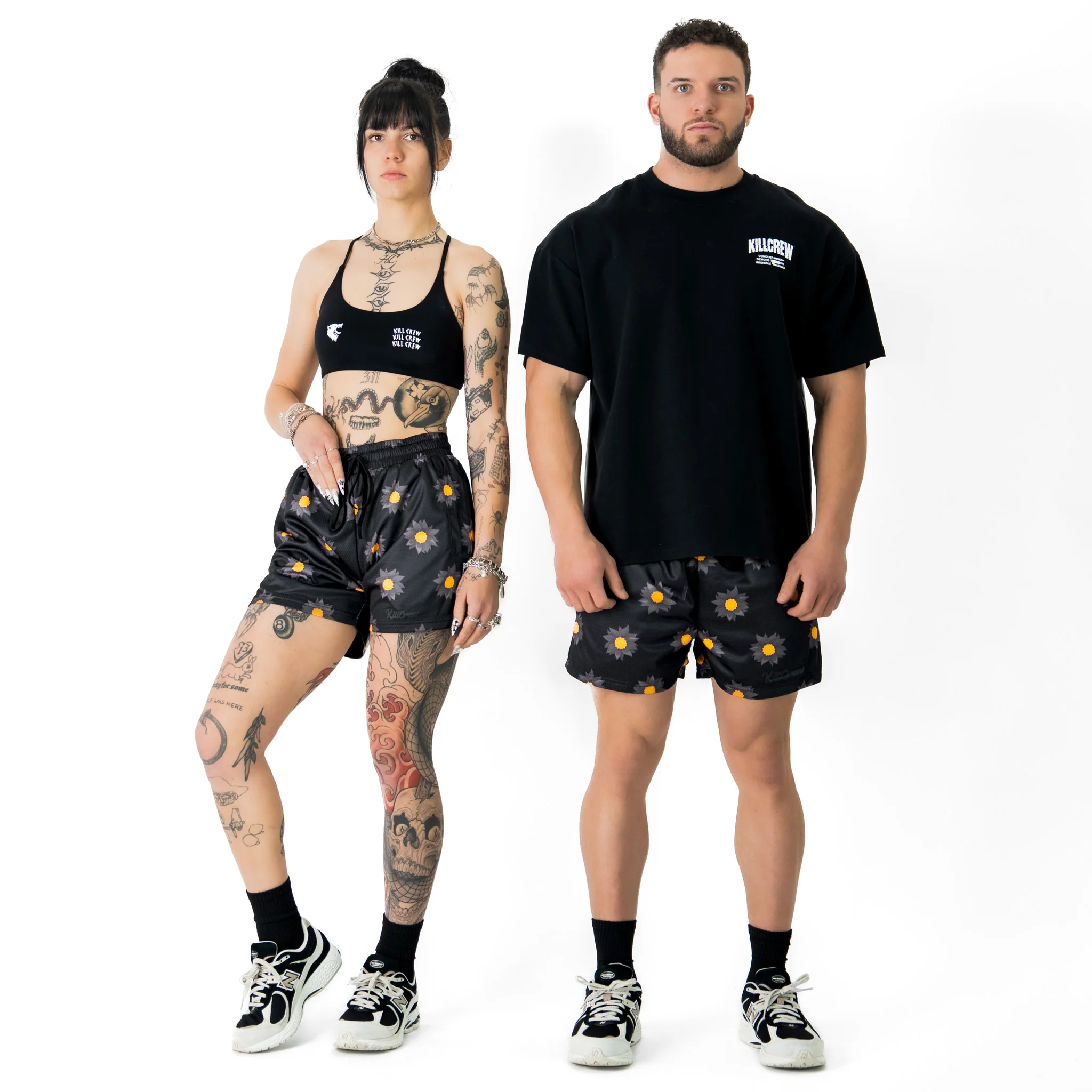 MUAY THAI SHORTS (MID THIGH CUT) SUNFLOWER - BLACKOUT - Image 2